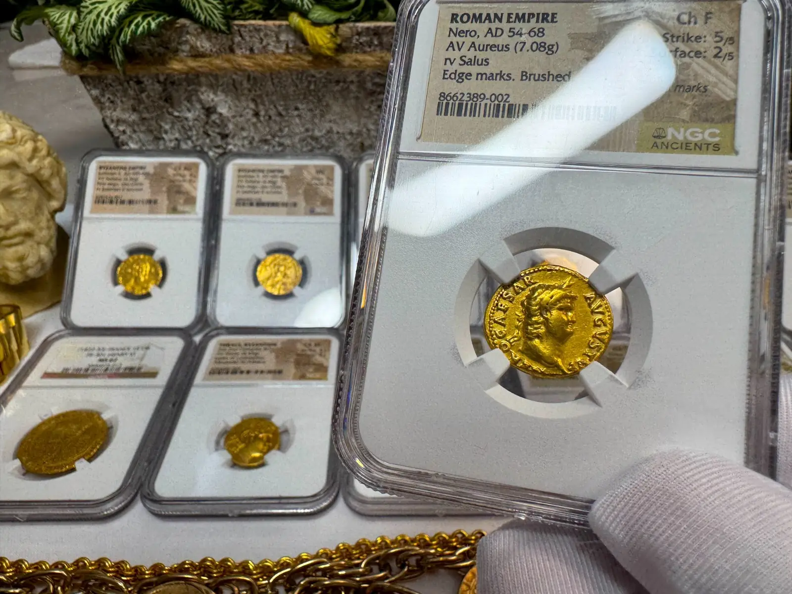 Roman Empire "Nero- 6th of 12 Caesars" 54-68AD NGC CH F #389-002 21
