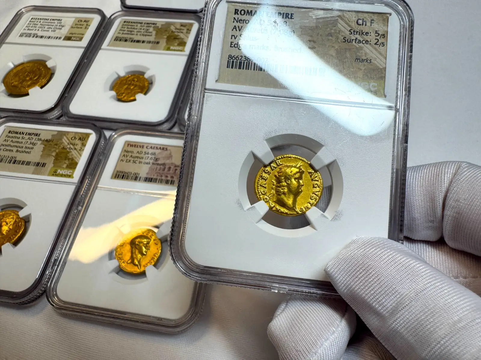 Roman Empire "Nero- 6th of 12 Caesars" 54-68AD NGC CH F #389-002 12