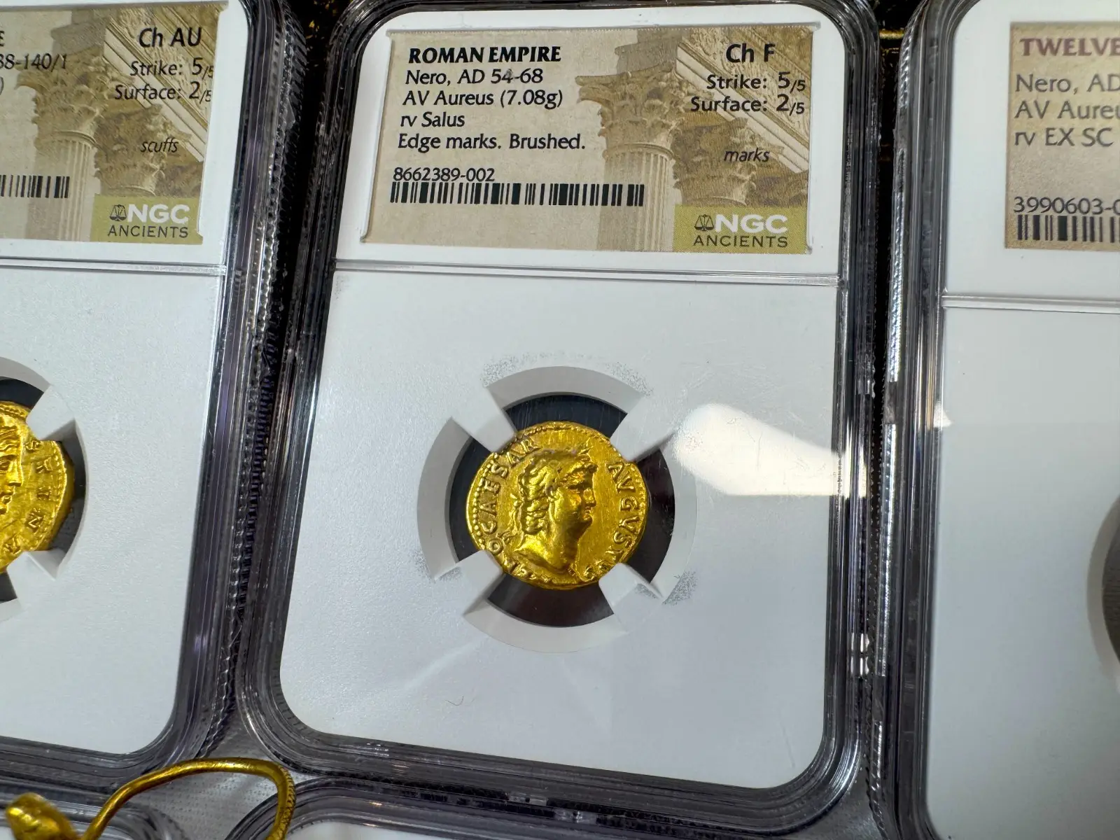 Roman Empire "Nero- 6th of 12 Caesars" 54-68AD NGC CH F #389-002 15
