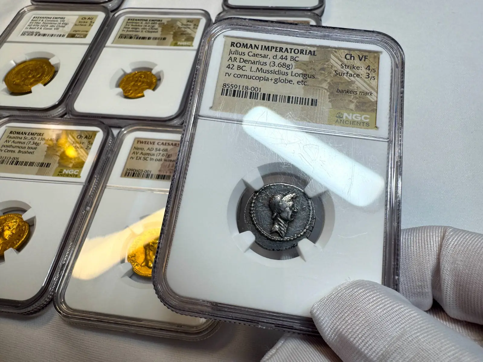 Roman Imperatorial "Julius Caesar- 1st of 12 Caesars" Denarius 44BC NGC Ch VF #118-001 4