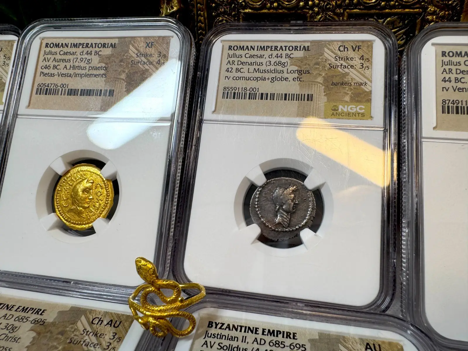 Roman Imperatorial "Julius Caesar- 1st of 12 Caesars" Denarius 44BC NGC Ch VF #118-001 10