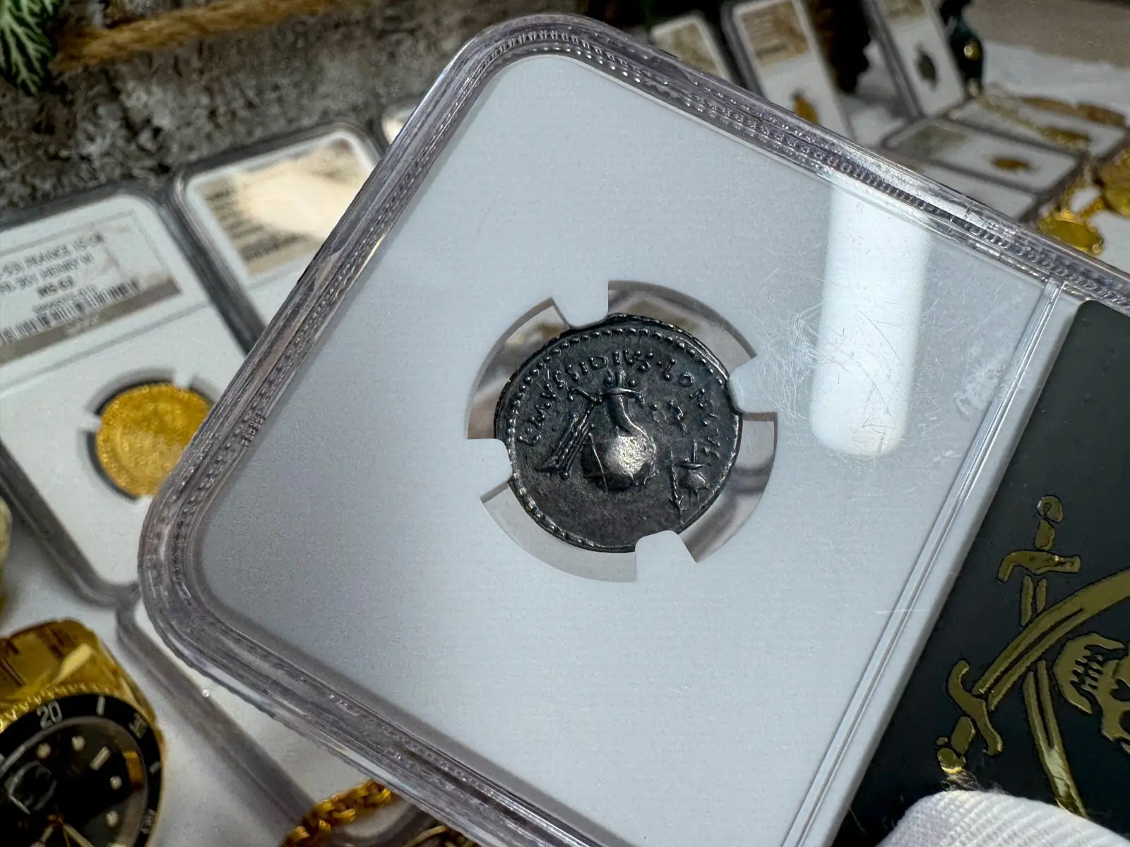 Roman Imperatorial "Julius Caesar- 1st of 12 Caesars" Denarius 44BC NGC Ch VF #118-001 6