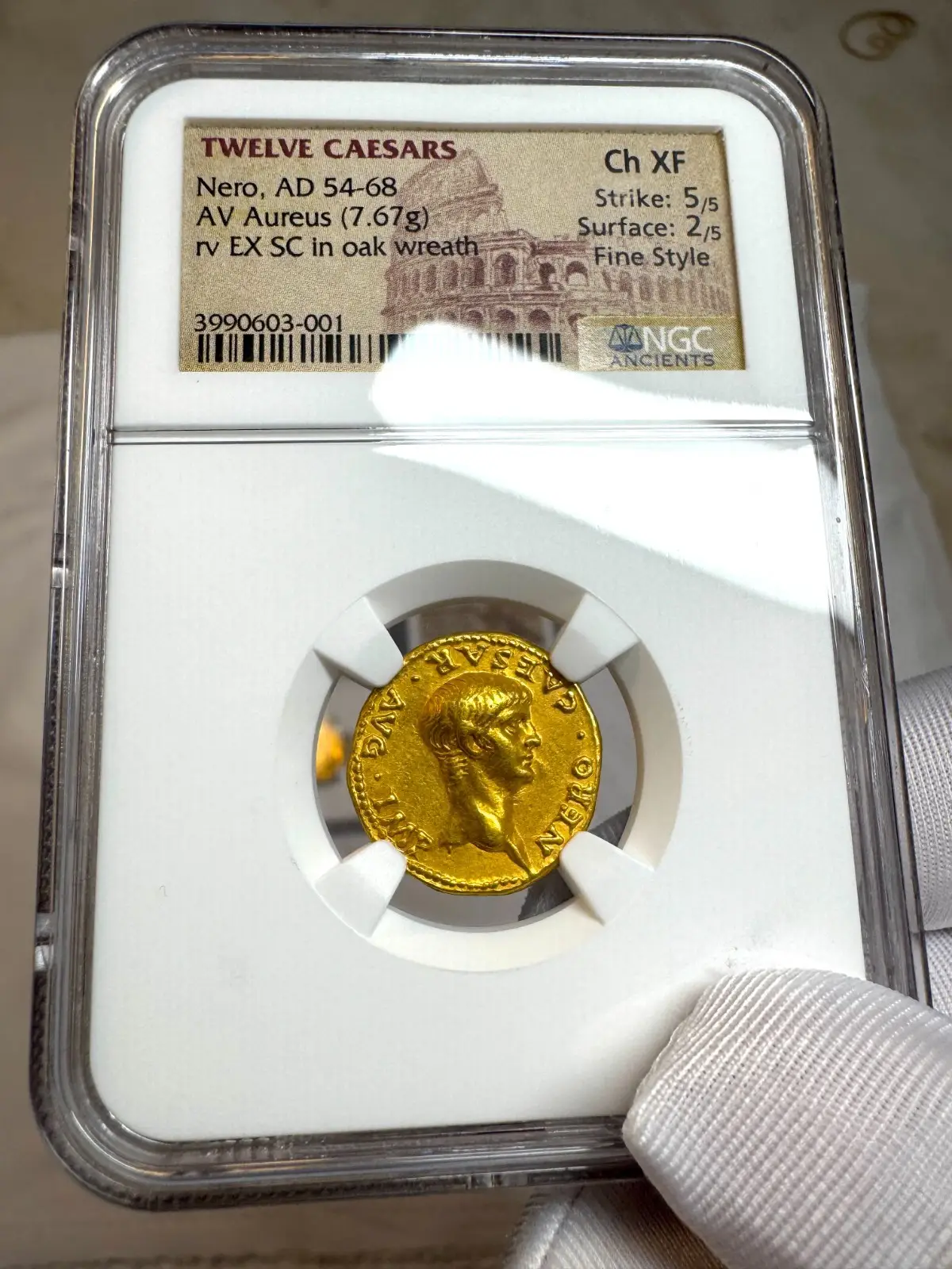 Roman Empire "Nero- Young Boy" 6th of 12 Caesars NGC Ch XF #603-001 3