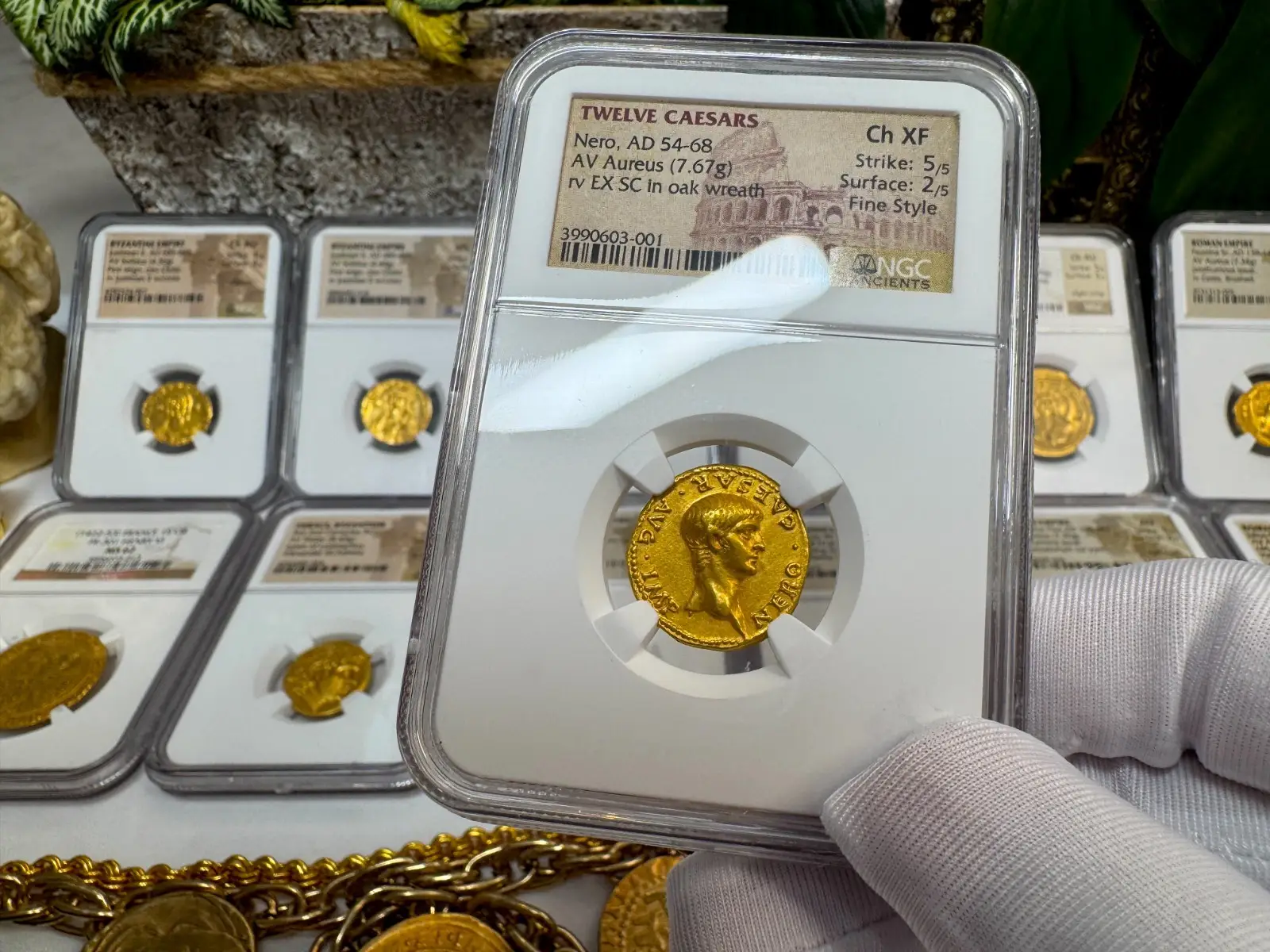Roman Empire "Nero- Young Boy" 6th of 12 Caesars NGC Ch XF #603-001 10