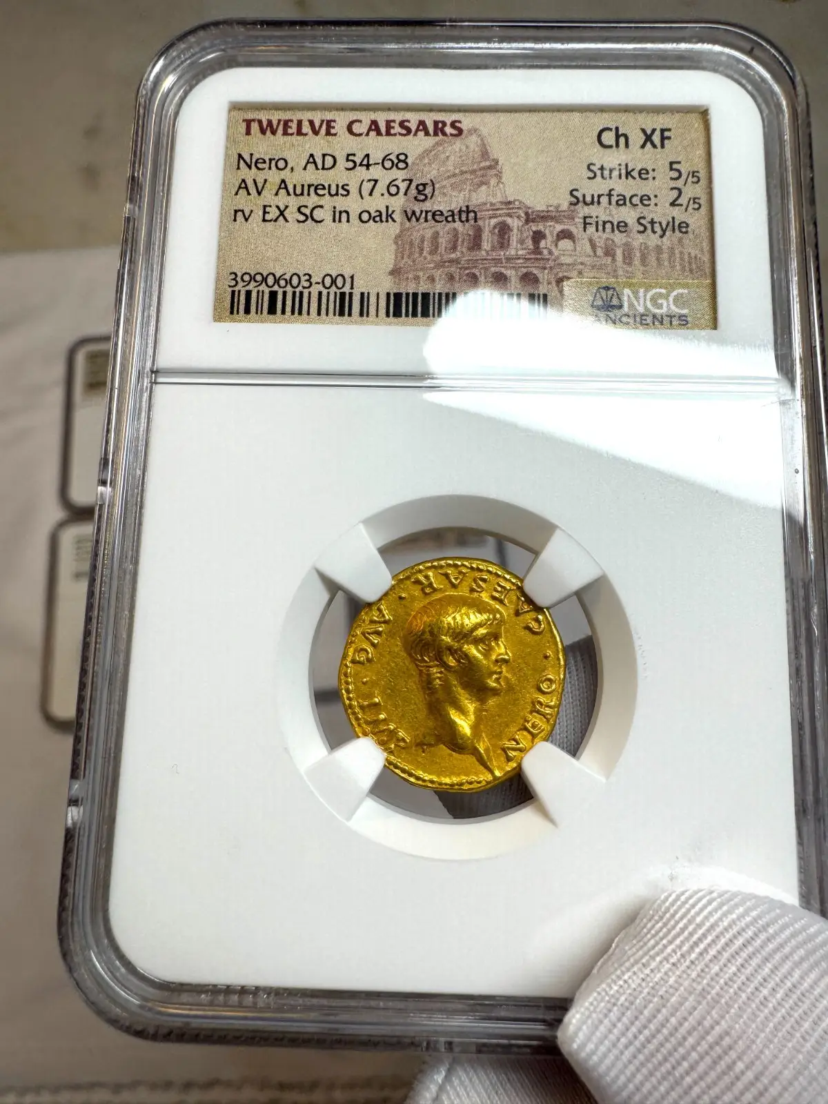 Roman Empire "Nero- Young Boy" 6th of 12 Caesars NGC Ch XF #603-001 5