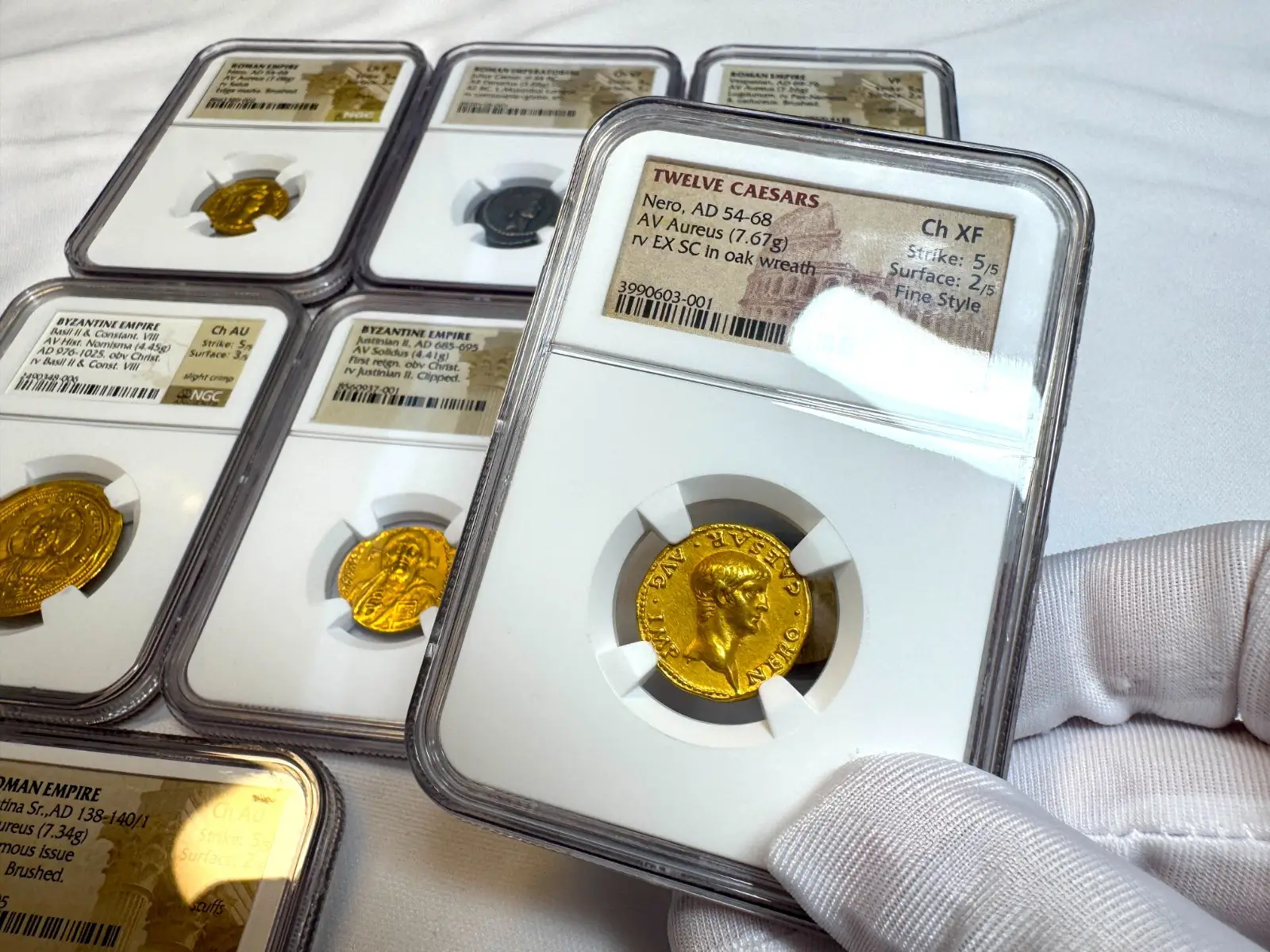 Roman Empire "Nero- Young Boy" 6th of 12 Caesars NGC Ch XF #603-001 2