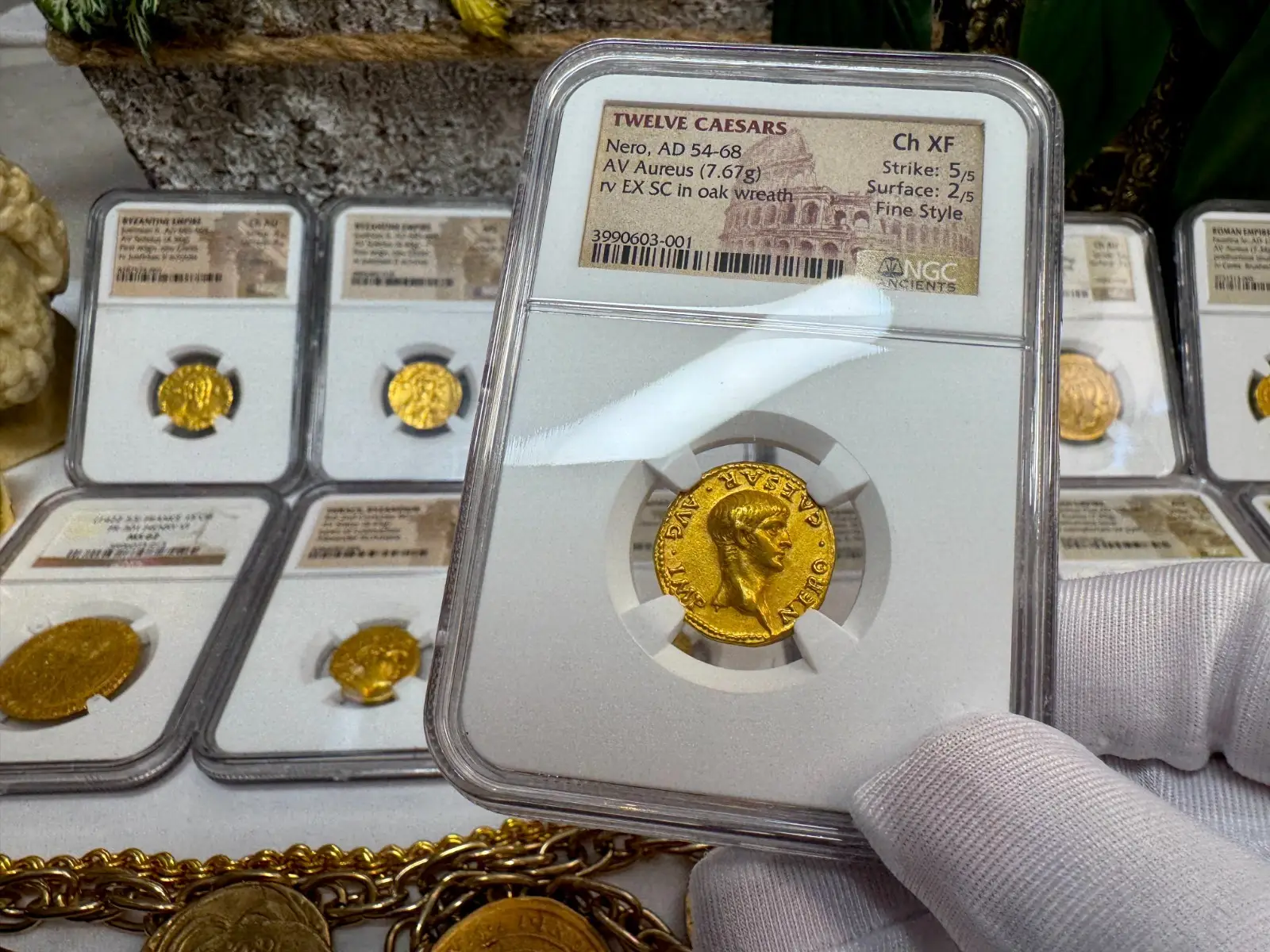 Roman Empire "Nero- Young Boy" 6th of 12 Caesars NGC Ch XF #603-001 24