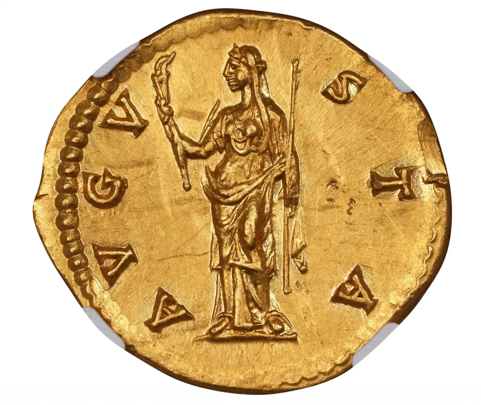 Roman Empire "Faustina Sr" 138AD Aureus NGC CH AU *Wife of Pius* #313-005 8