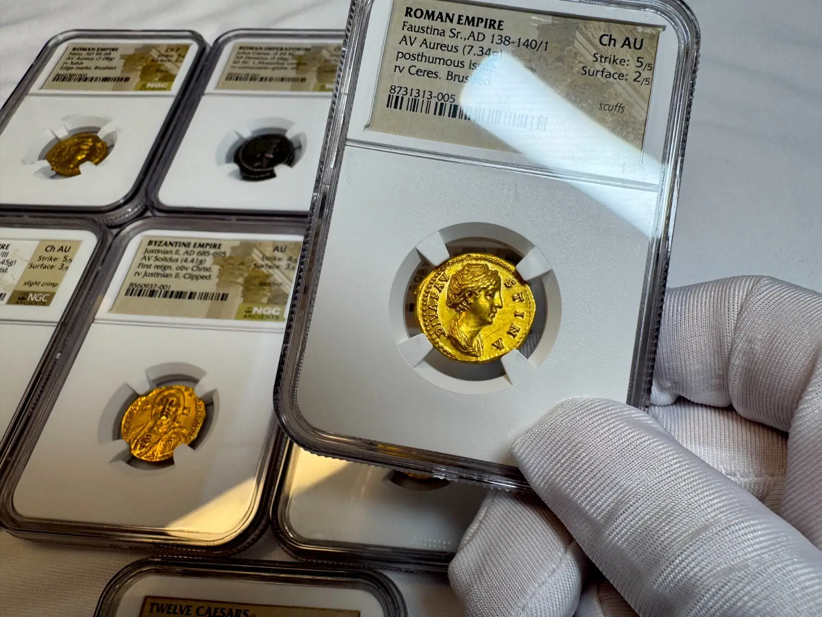 Roman Empire "Faustina Sr" 138AD Aureus NGC CH AU *Wife of Pius* #313-005 23