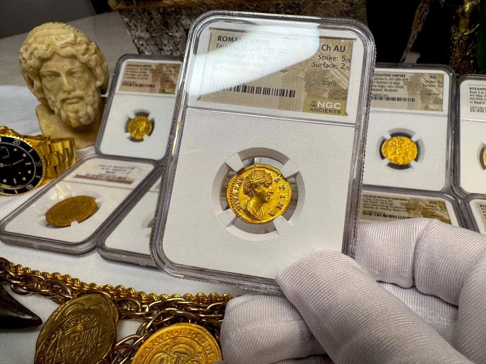 Roman Empire "Faustina Sr" 138AD Aureus NGC CH AU *Wife of Pius* #313-005 21