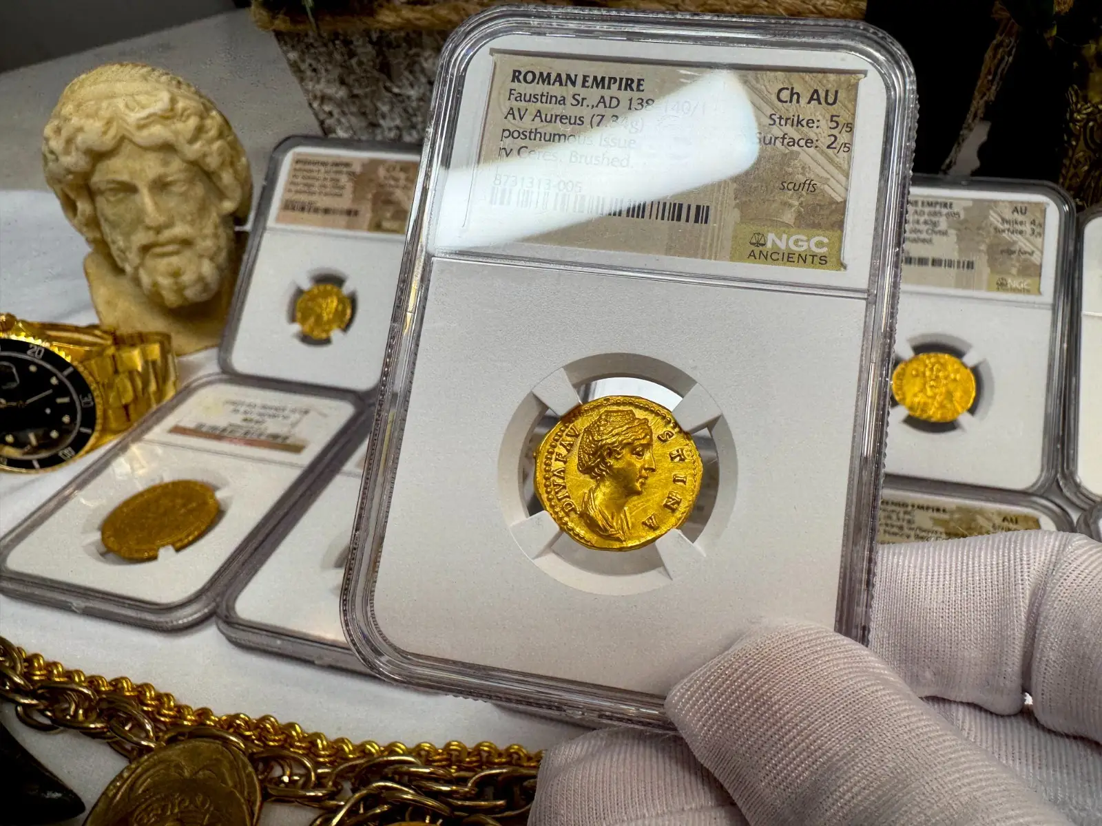 Roman Empire "Faustina Sr" 138AD Aureus NGC CH AU *Wife of Pius* #313-005 20