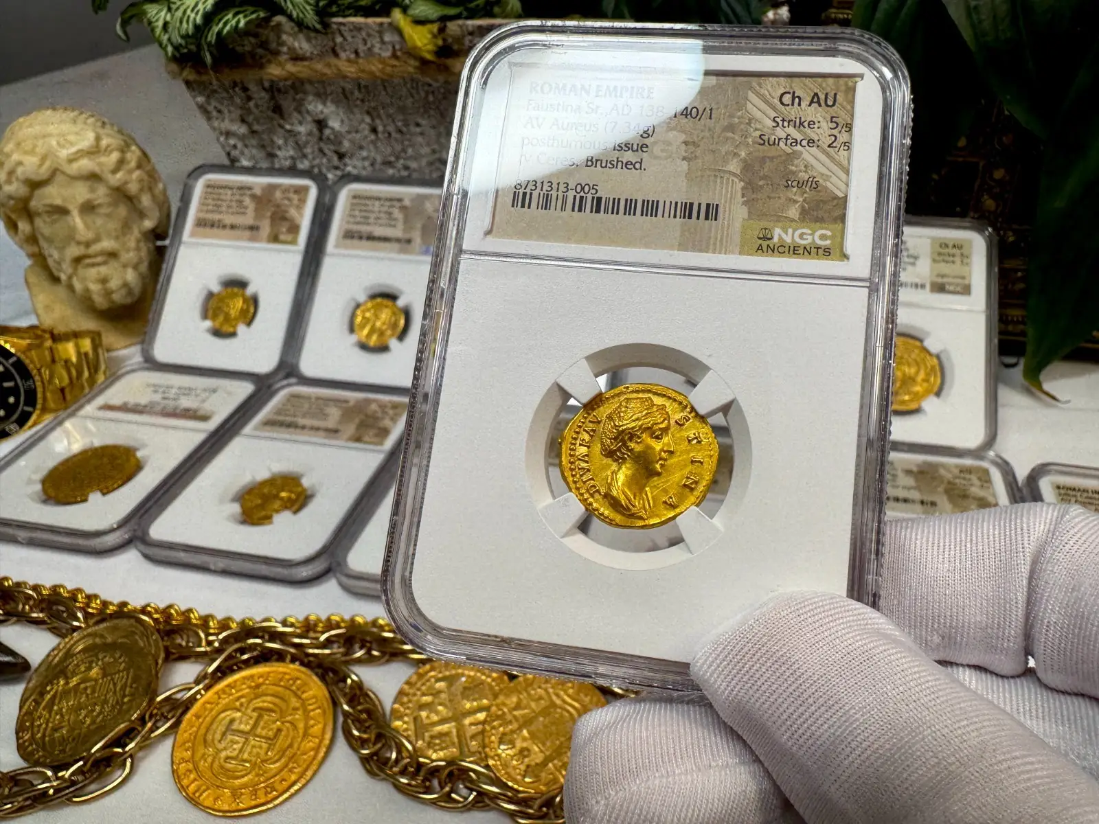 Roman Empire "Faustina Sr" 138AD Aureus NGC CH AU *Wife of Pius* #313-005 11