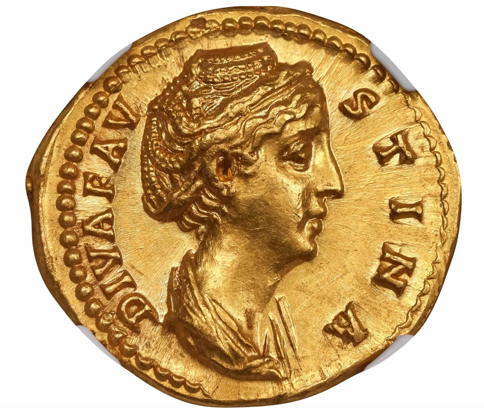 Roman Empire "Faustina Sr" 138AD Aureus NGC CH AU *Wife of Pius* #313-005 2