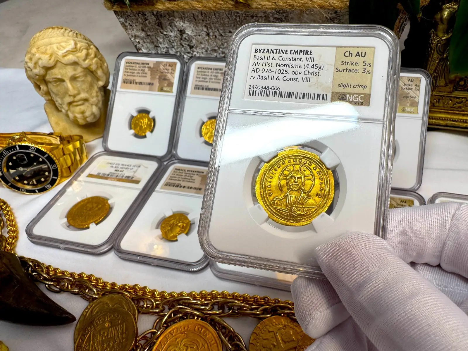 Byzantine Empire "Jesus Christ" Basil II & Constantine VIII NGC CH AU #348-006 11
