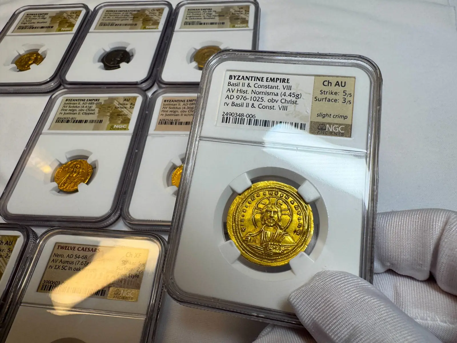 Byzantine Empire "Jesus Christ" Basil II & Constantine VIII NGC CH AU #348-006 15