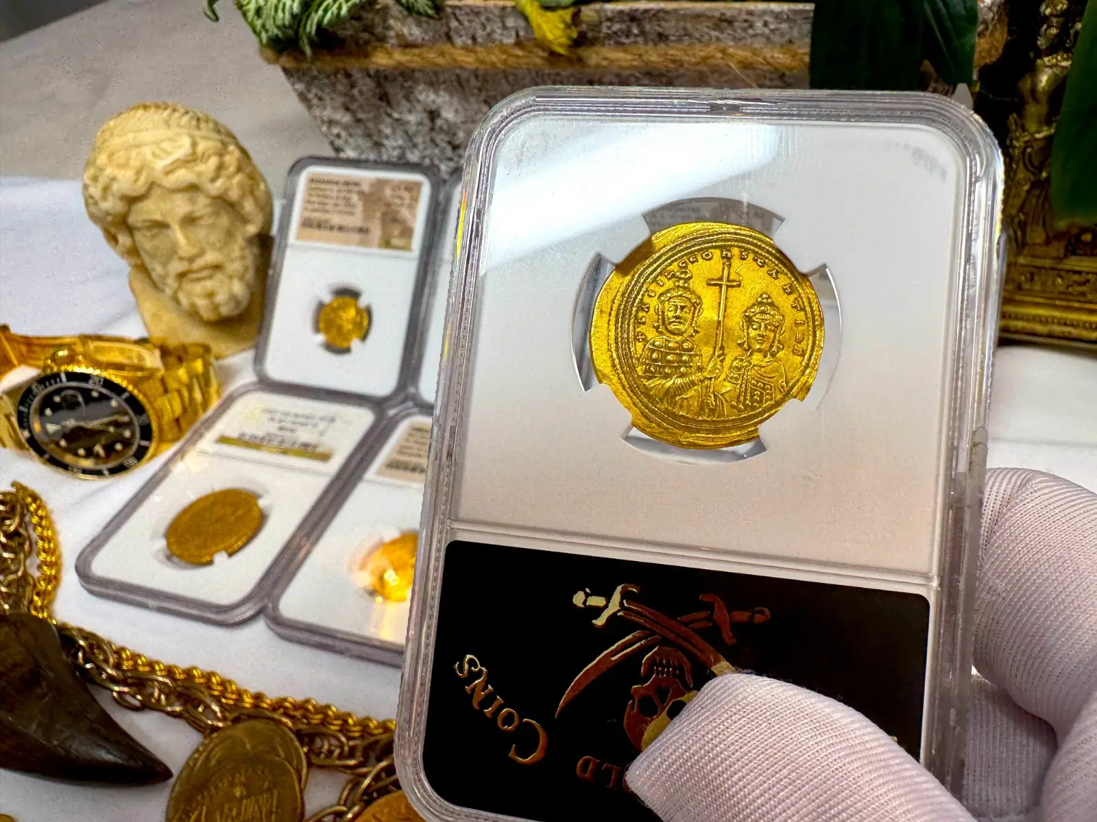 Byzantine Empire "Jesus Christ" Basil II & Constantine VIII NGC CH AU #348-006 7