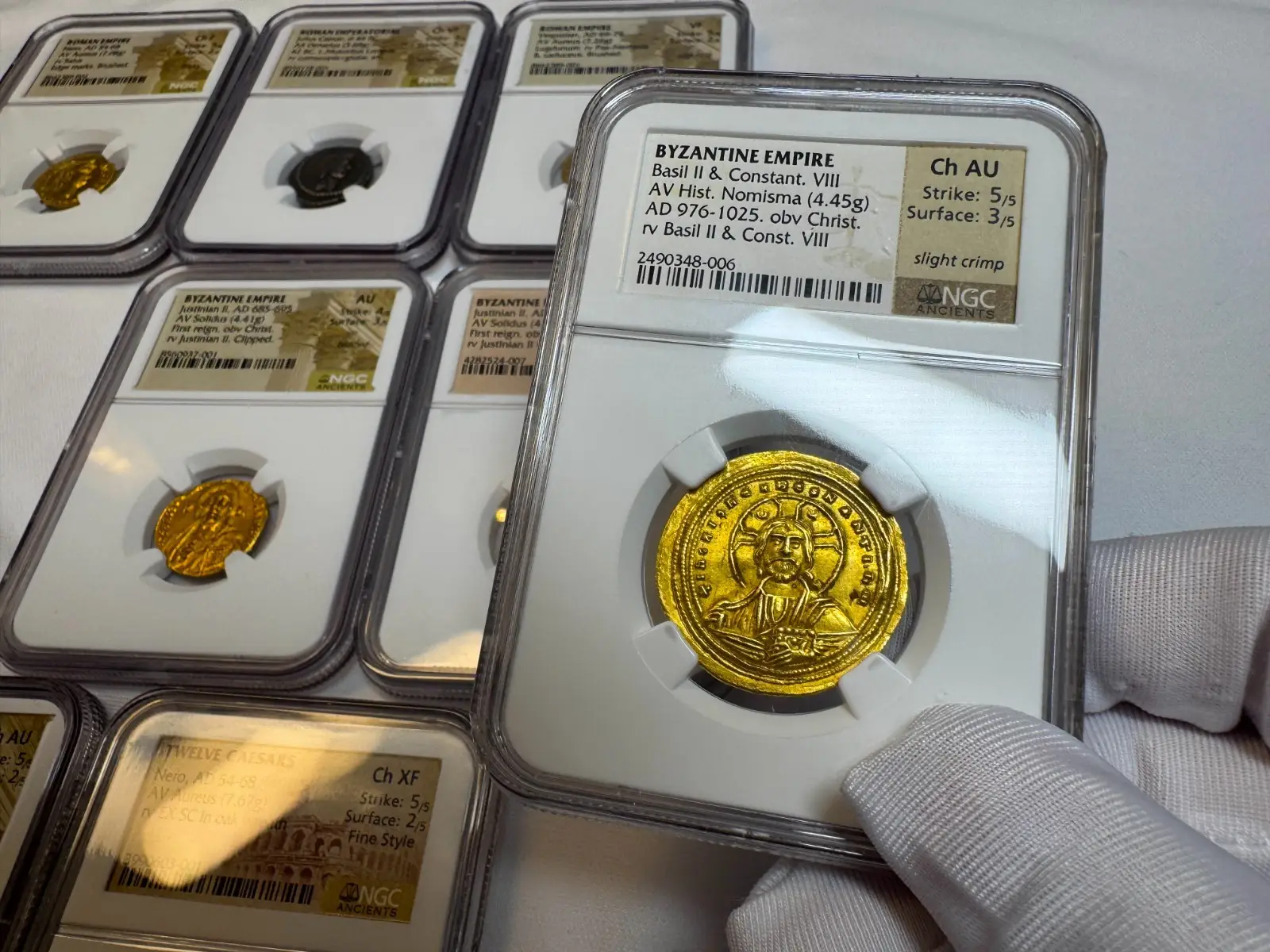 Byzantine Empire "Jesus Christ" Basil II & Constantine VIII NGC CH AU #348-006 9
