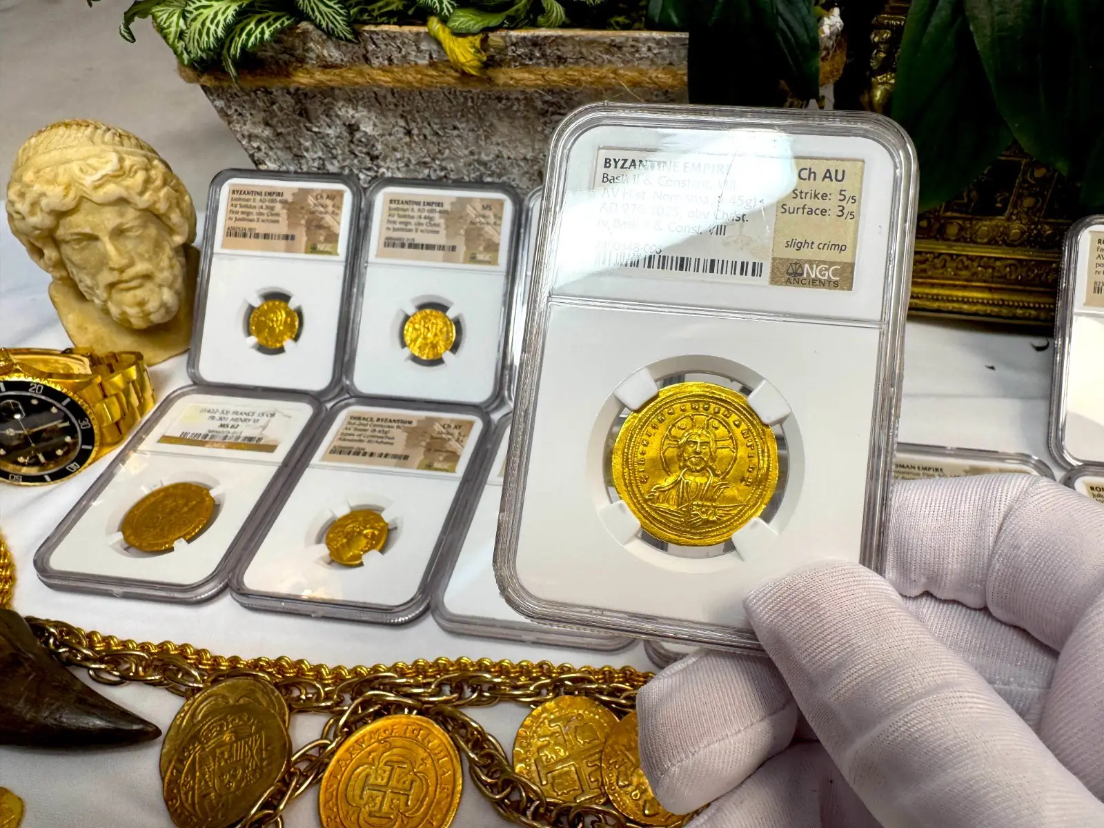 Byzantine Empire "Jesus Christ" Basil II & Constantine VIII NGC CH AU #348-006 19
