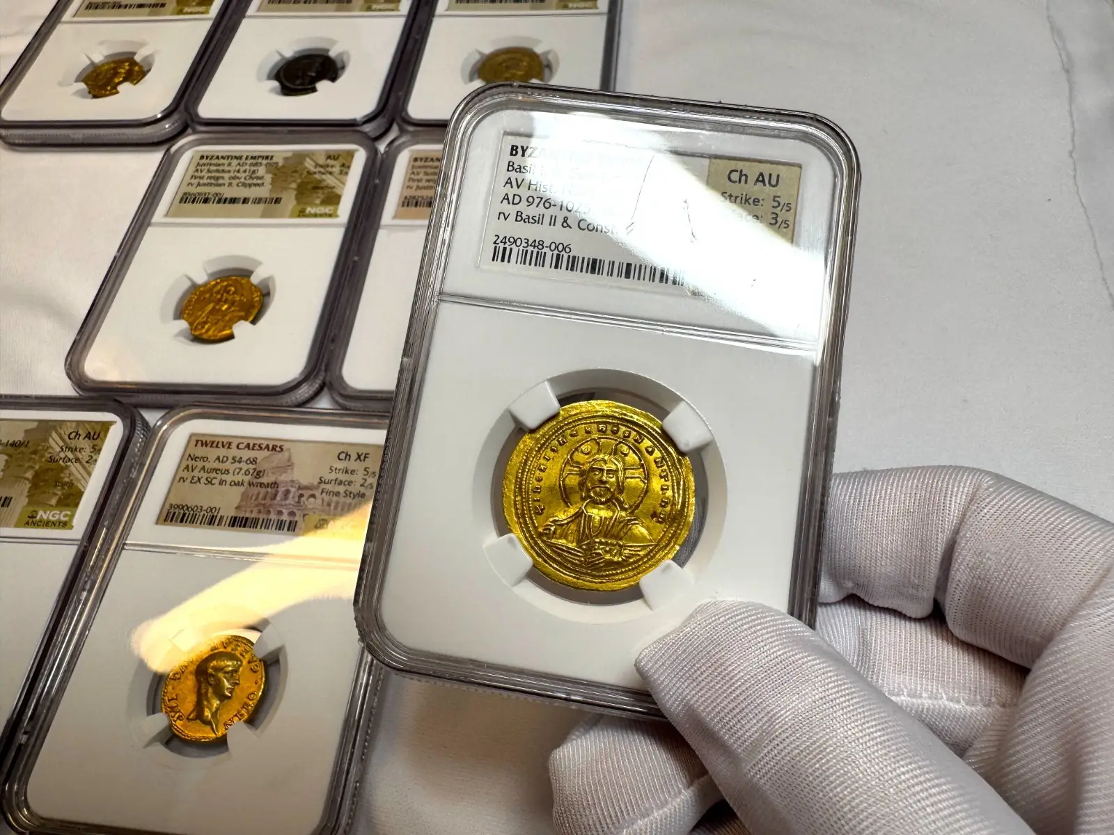 Byzantine Empire "Jesus Christ" Basil II & Constantine VIII NGC CH AU #348-006 14