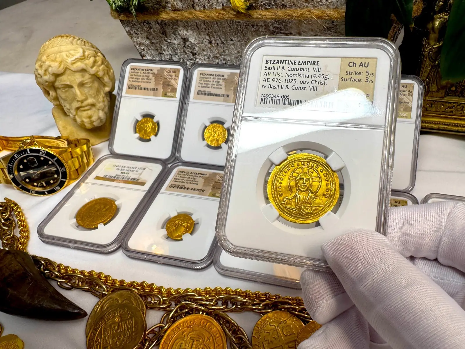 Byzantine Empire "Jesus Christ" Basil II & Constantine VIII NGC CH AU #348-006 23
