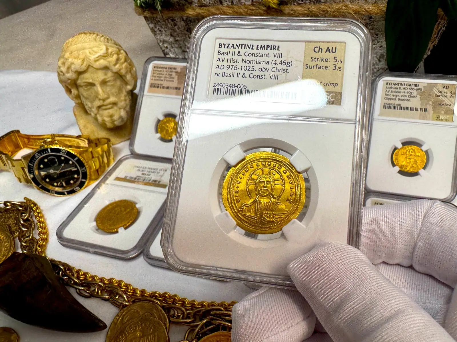 Byzantine Empire "Jesus Christ" Basil II & Constantine VIII NGC CH AU #348-006 22
