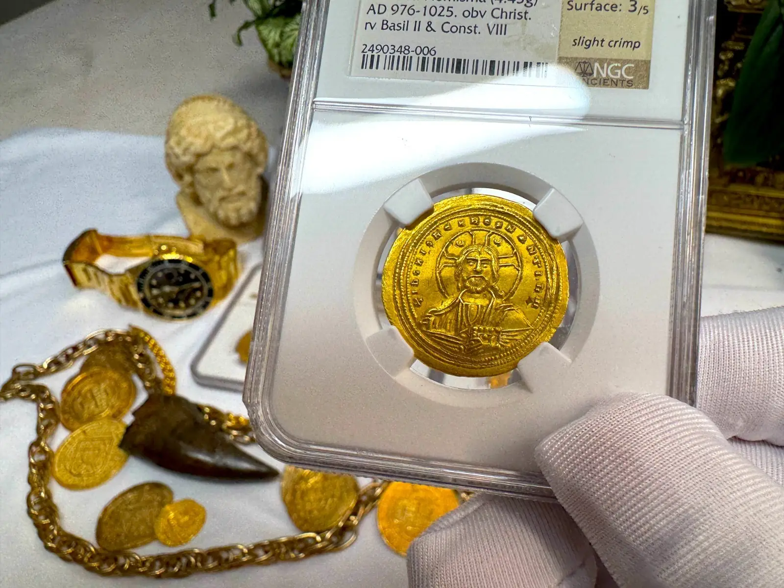 Byzantine Empire "Jesus Christ" Basil II & Constantine VIII NGC CH AU #348-006 5