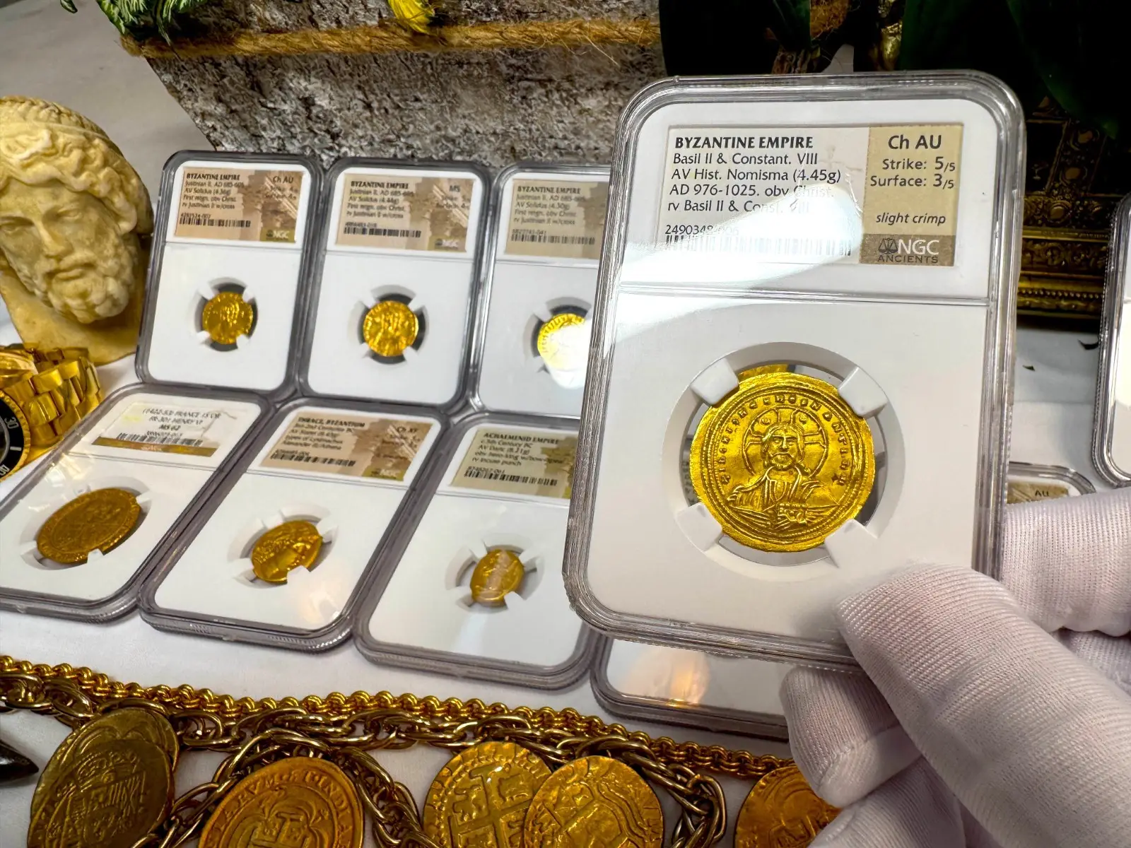 Byzantine Empire "Jesus Christ" Basil II & Constantine VIII NGC CH AU #348-006 24