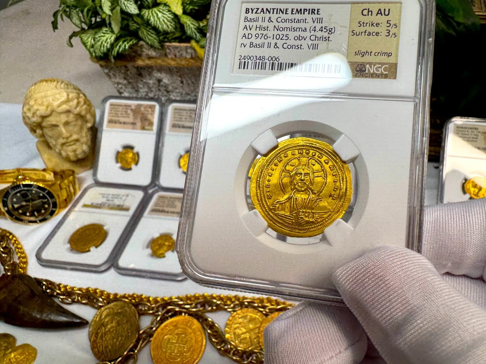 Byzantine Empire "Jesus Christ" Basil II & Constantine VIII NGC CH AU #348-006 21