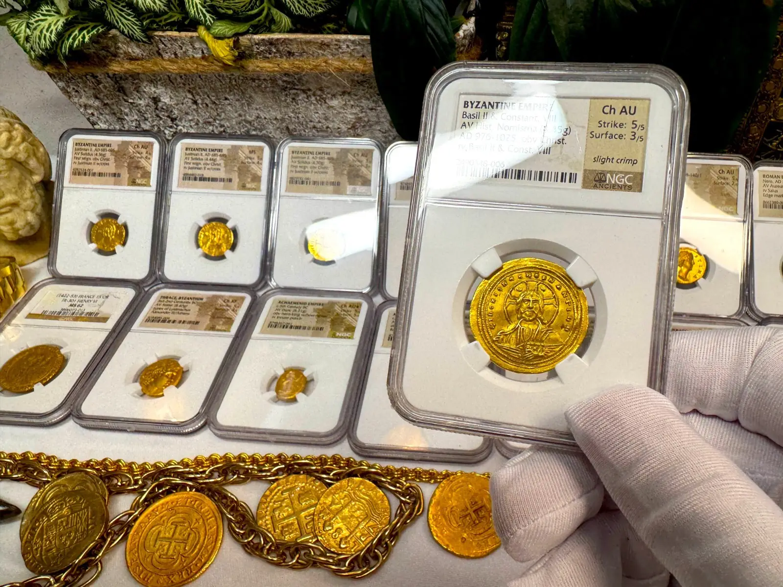 Byzantine Empire "Jesus Christ" Basil II & Constantine VIII NGC CH AU #348-006 20