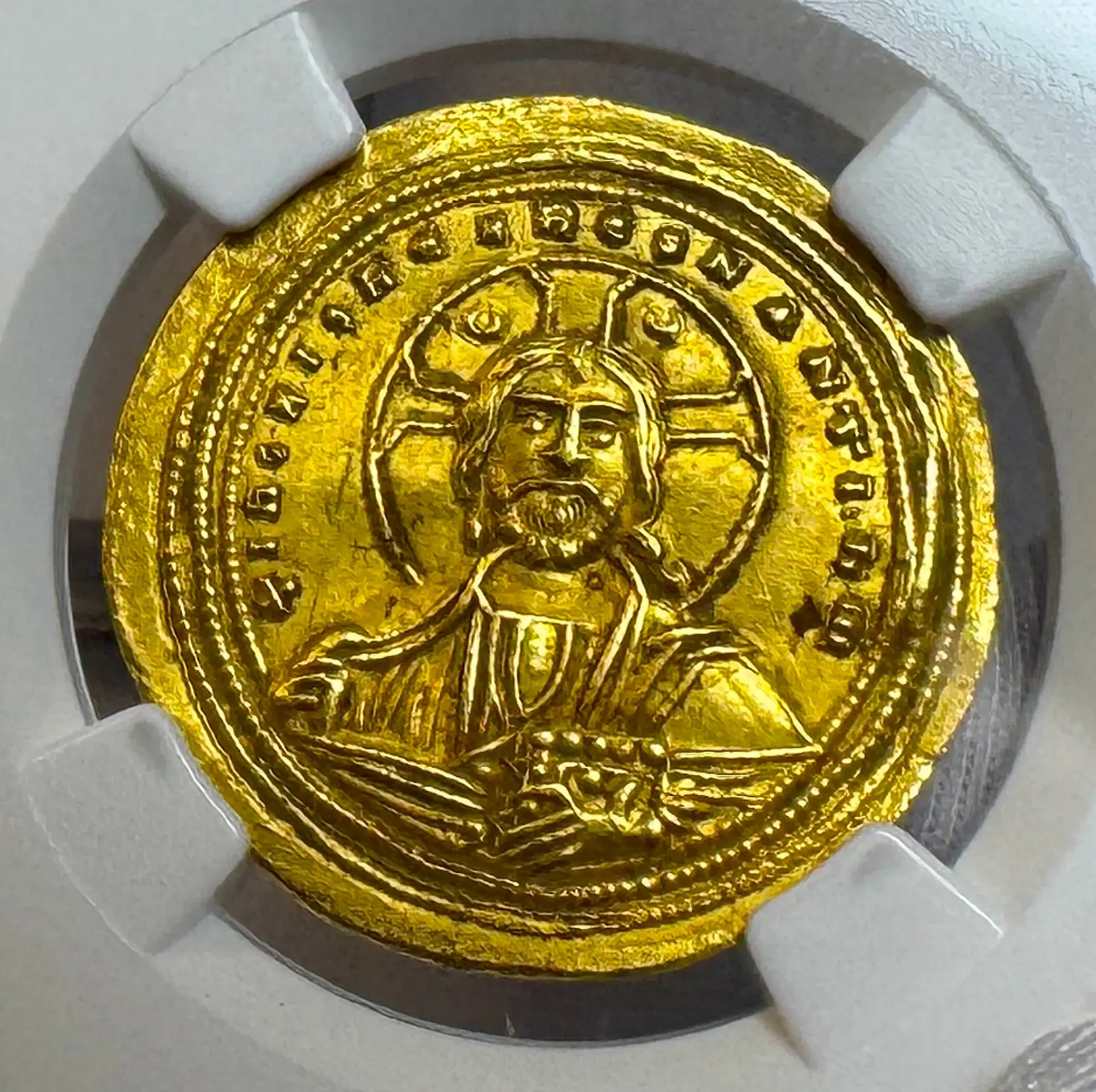 Byzantine Empire "Jesus Christ" Basil II & Constantine VIII NGC CH AU #348-006 3