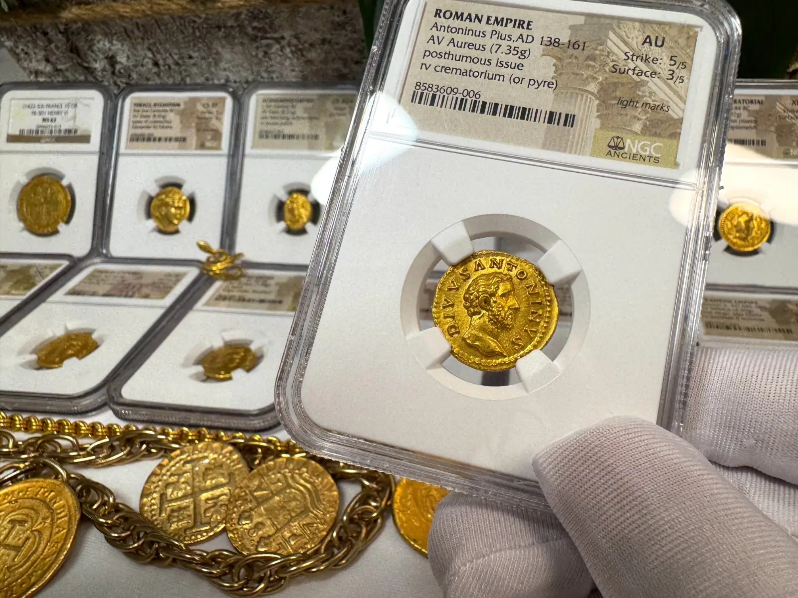 Roman Empire "Antoninus Pius Divus 4th of 5 Good Emperors" 138-161 AD NGC AU #609-006 9