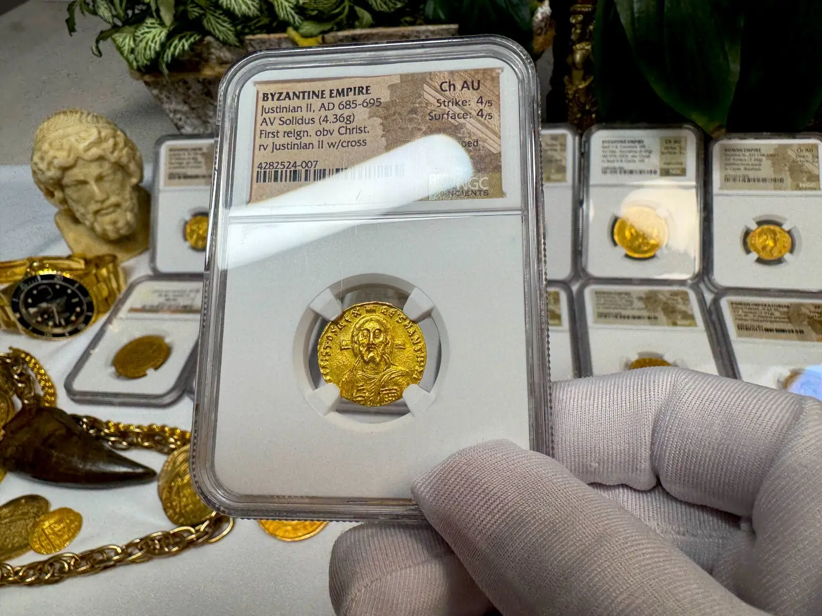 Byzantine Empire "Jesus Christ" Justinian II *First Reign* 685AD NGC CH AU #524-007 3