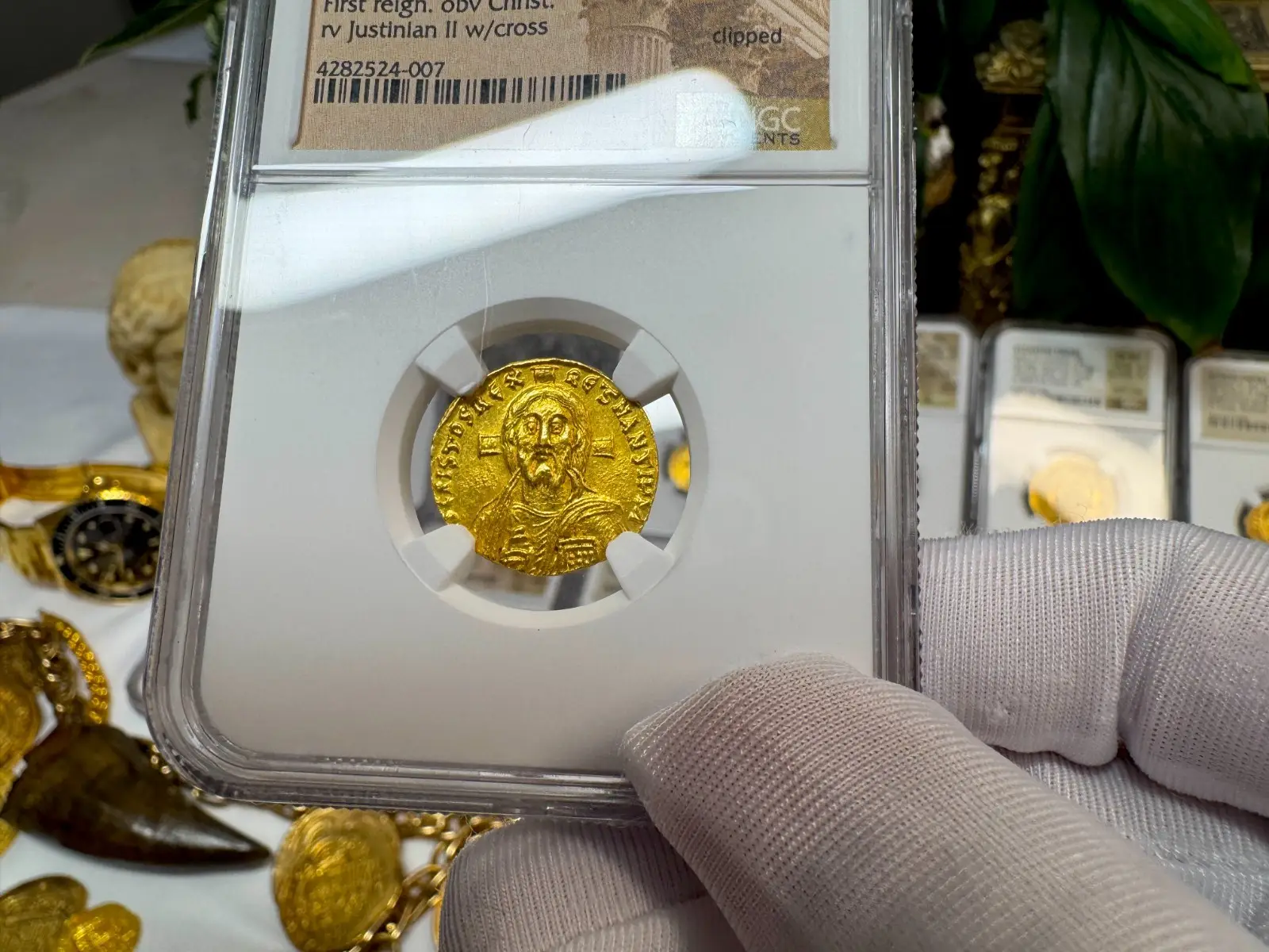 Byzantine Empire "Jesus Christ" Justinian II *First Reign* 685AD NGC CH AU #524-007 2
