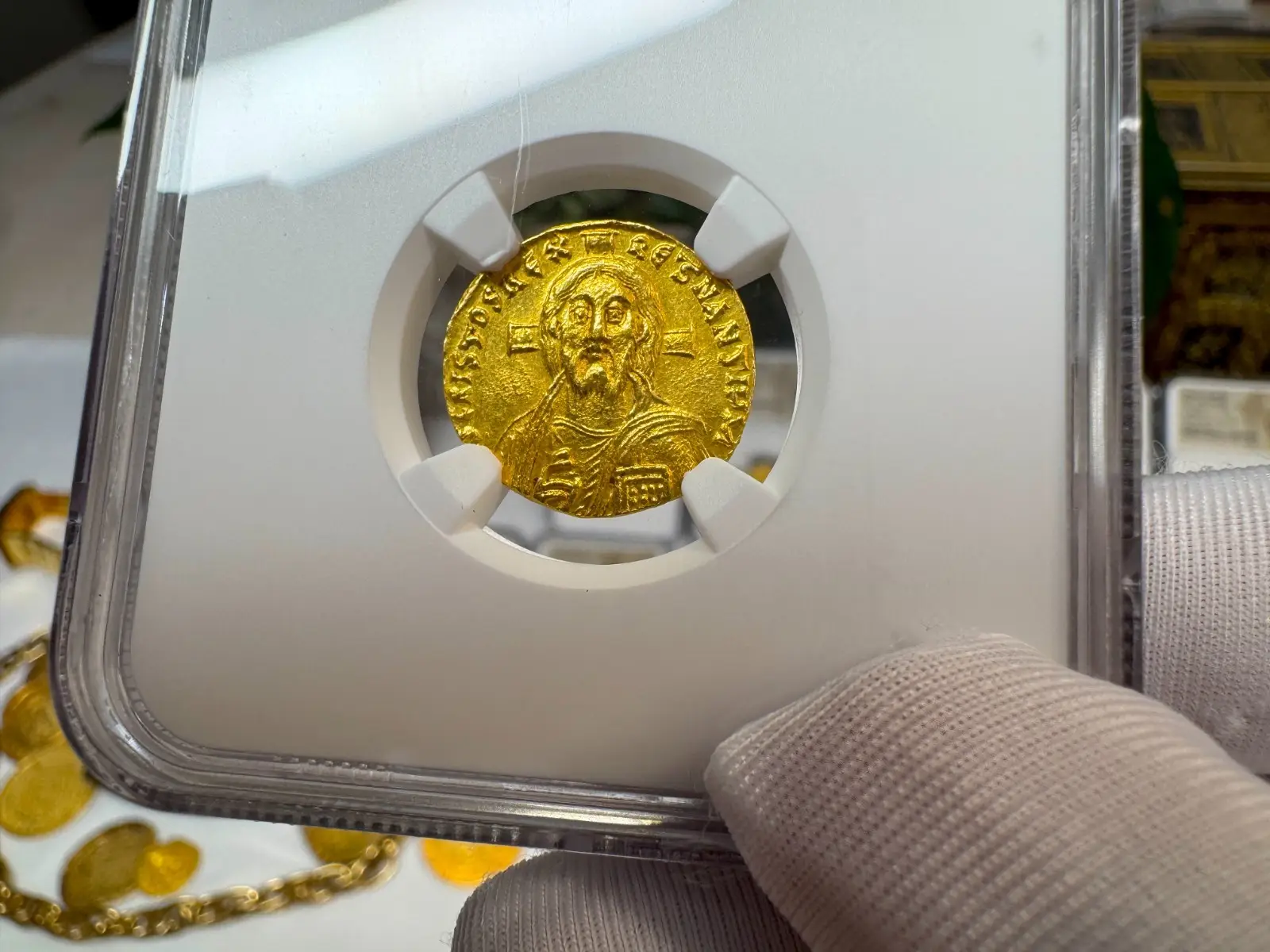 Byzantine Empire "Jesus Christ" Justinian II *First Reign* 685AD NGC CH AU #524-007 15