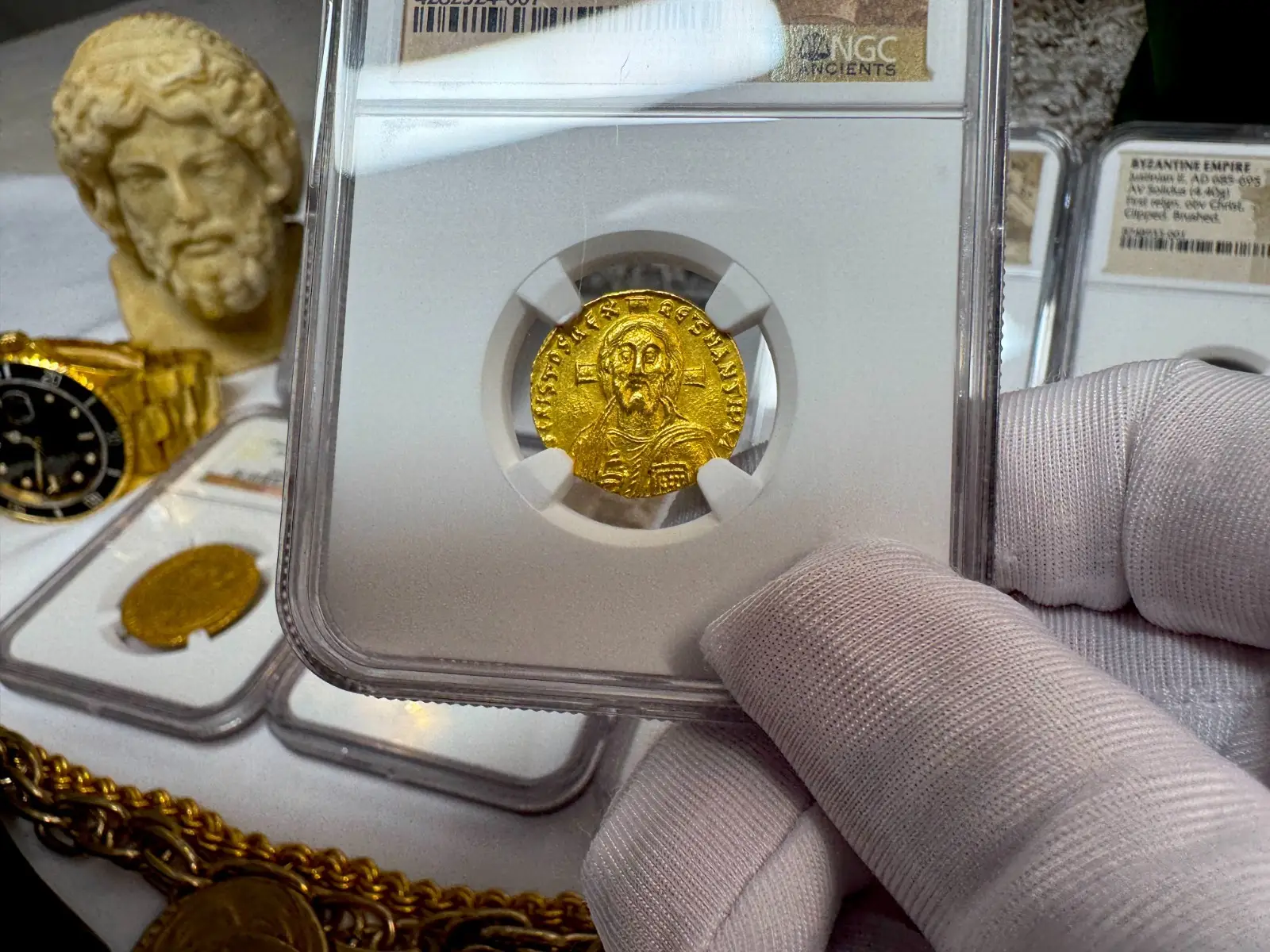 Byzantine Empire "Jesus Christ" Justinian II *First Reign* 685AD NGC CH AU #524-007 9