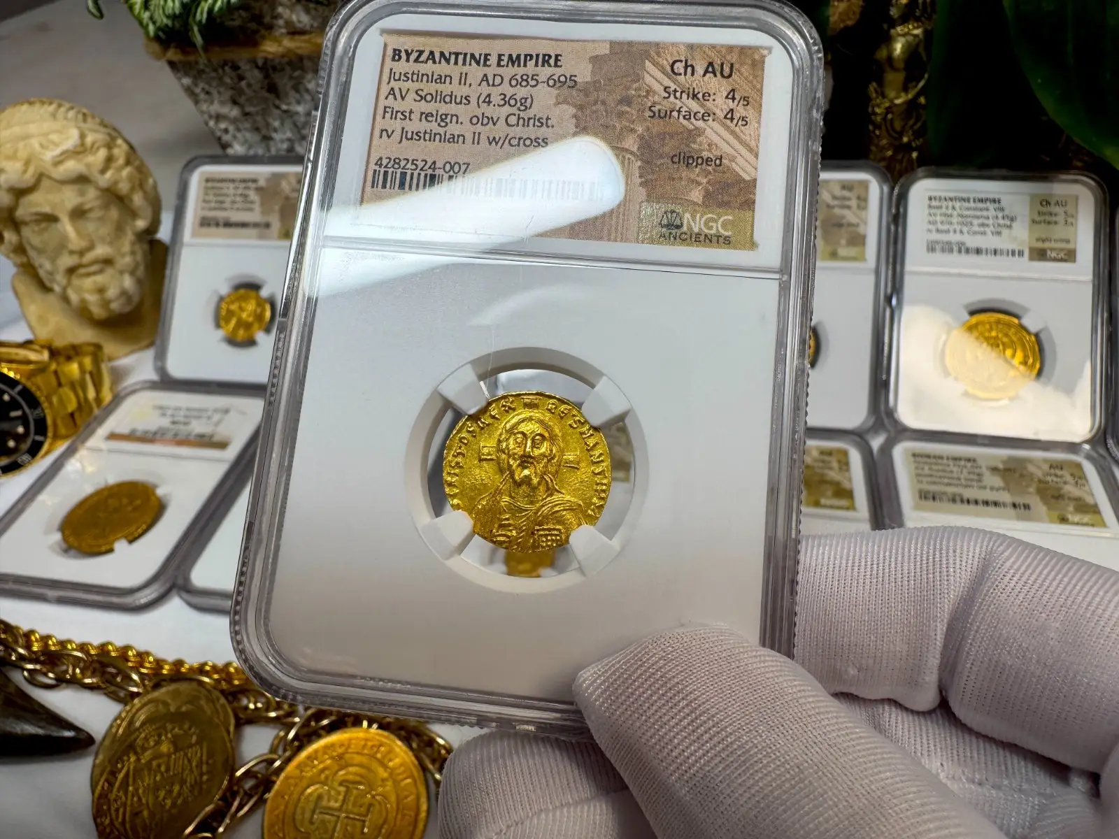 Byzantine Empire "Jesus Christ" Justinian II *First Reign* 685AD NGC CH AU #524-007 20