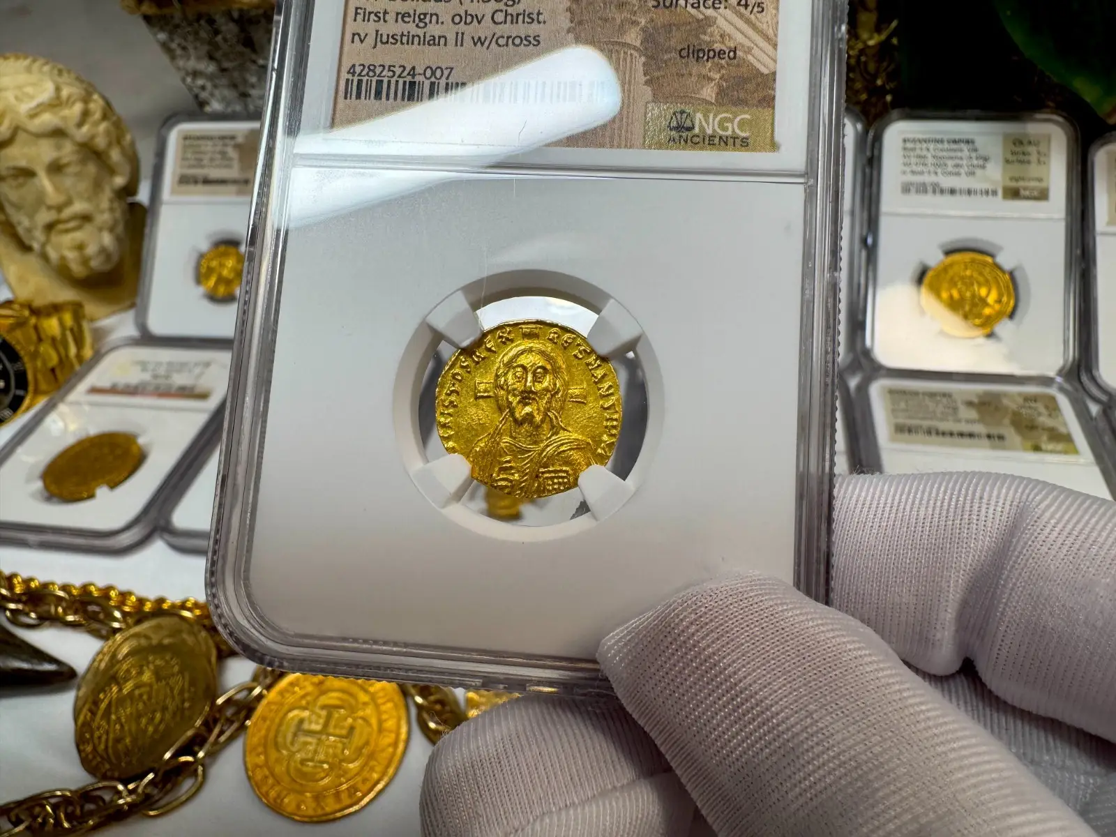 Byzantine Empire "Jesus Christ" Justinian II *First Reign* 685AD NGC CH AU #524-007 19