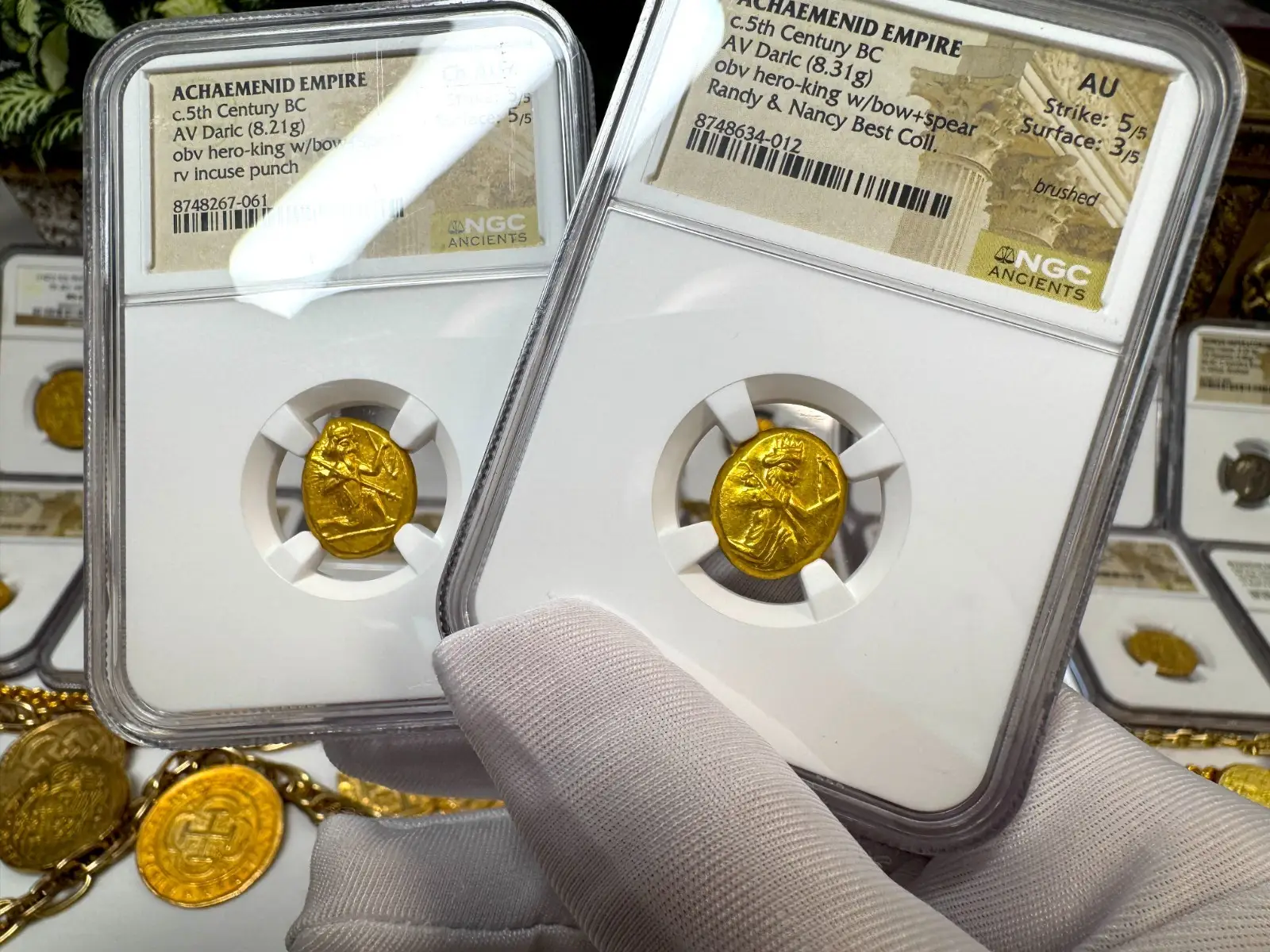 Achaemenid Empire 5th Century BC "Hero-King" Daric NGC Ch AU ★ 19