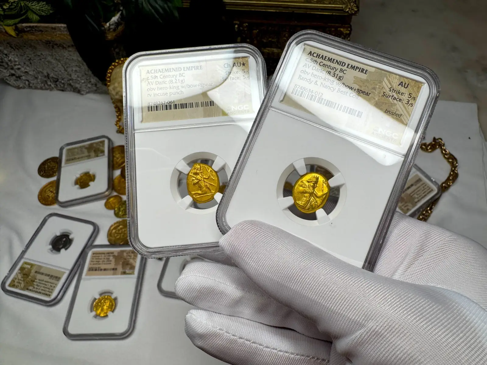 Achaemenid Empire 5th Century BC "Hero-King" Daric NGC Ch AU ★ 11