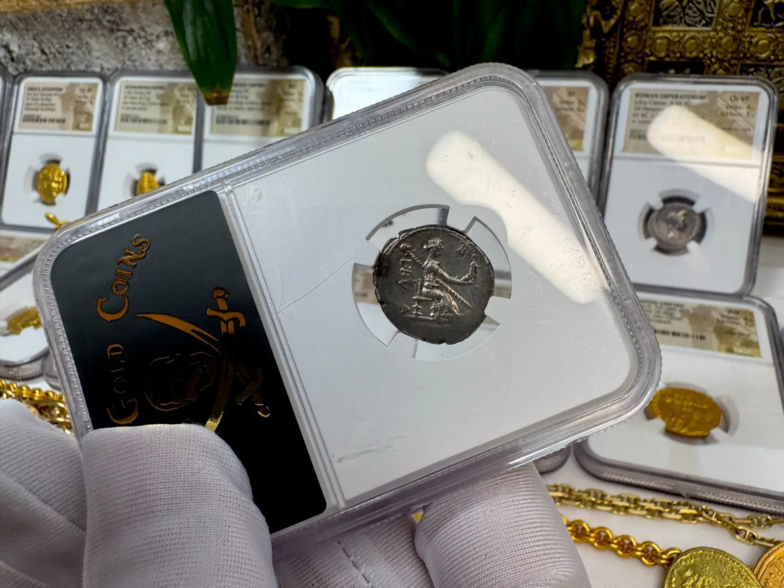 Dictator Perpetuo Roman Imperatorial"Julius Caesar- 1st of 12 Caesar's" 44BC Denarius NGC XF #117-002 11
