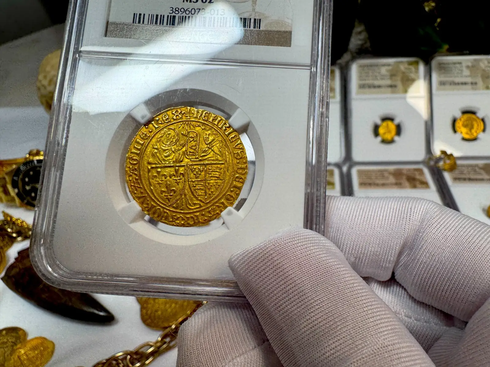 France "Virgin Mary" Henry VI 1422-53 Salut D'Or Anglo-Gallic NGC 62 #067-013 11