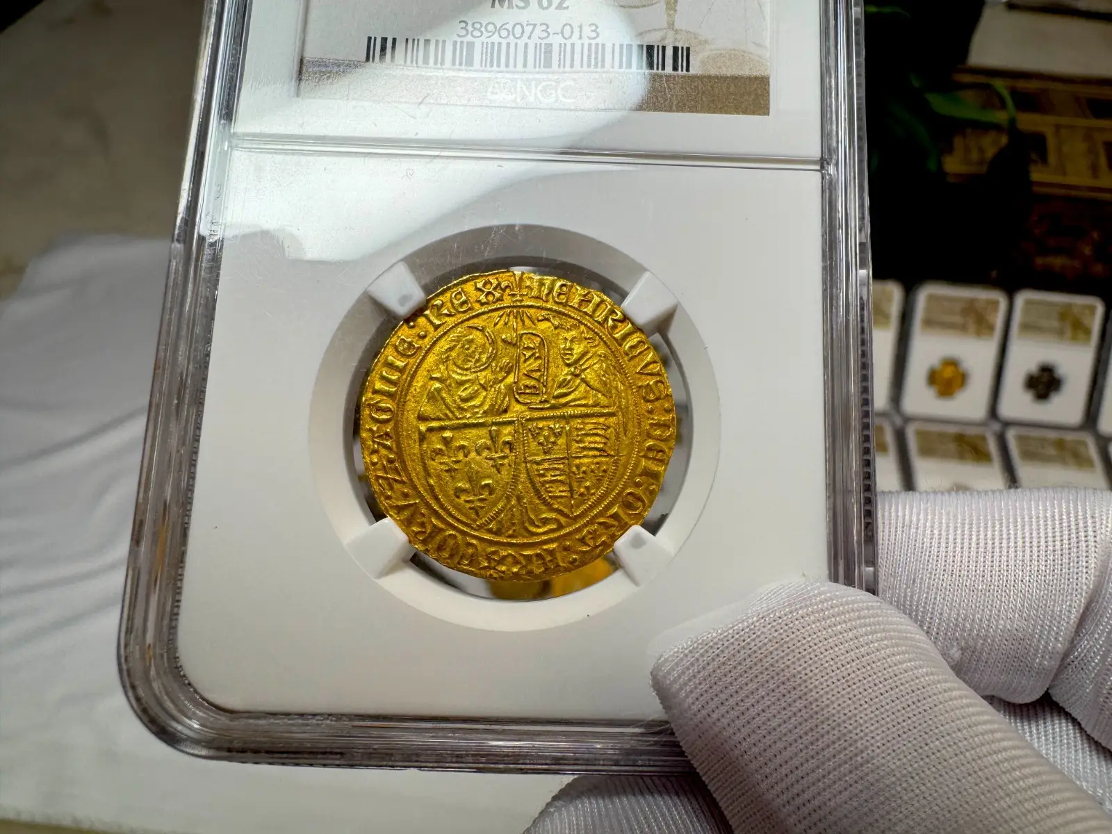France "Virgin Mary" Henry VI 1422-53 Salut D'Or Anglo-Gallic NGC 62 #067-013 20
