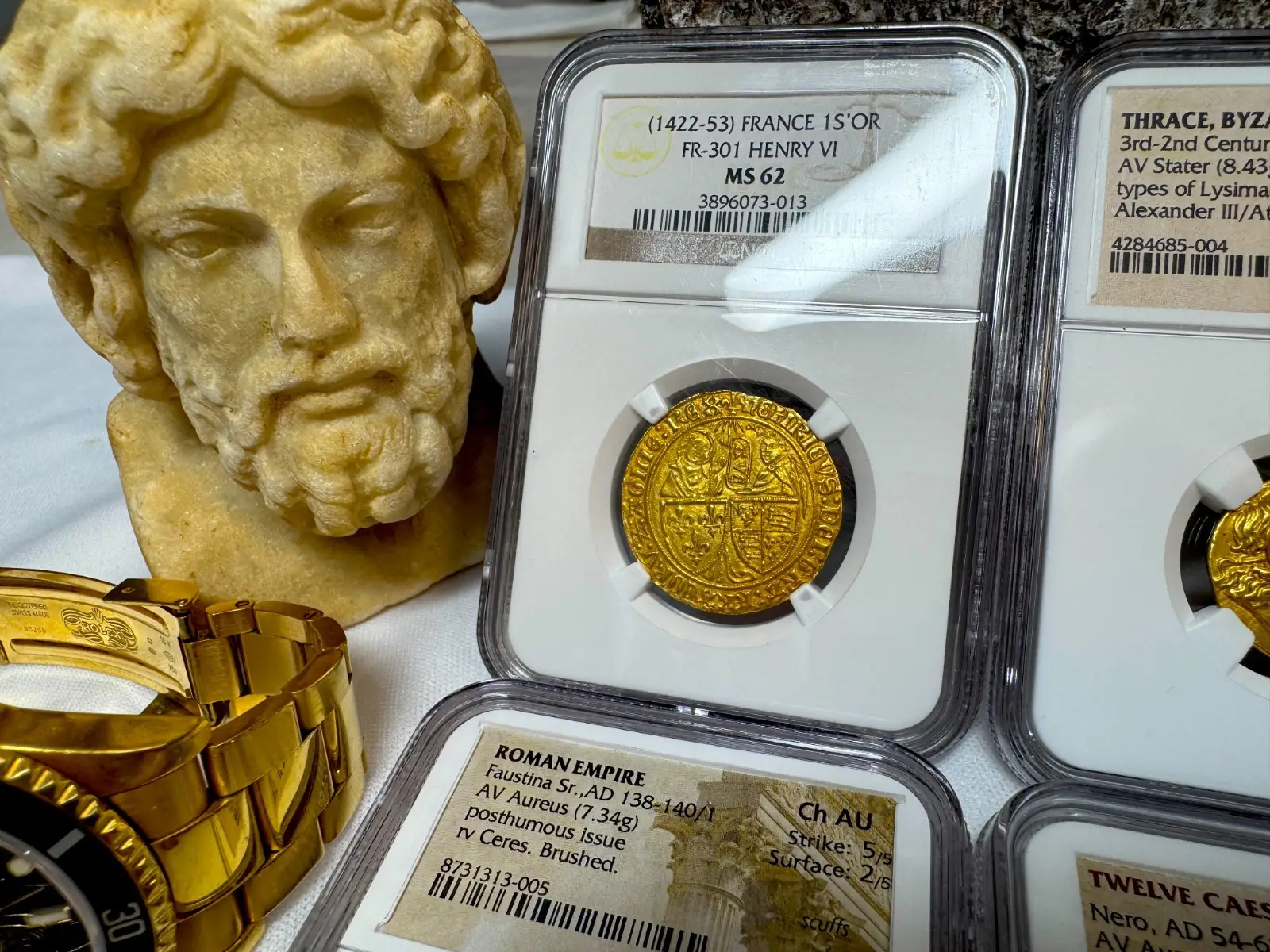 France "Virgin Mary" Henry VI 1422-53 Salut D'Or Anglo-Gallic NGC 62 #067-013 2