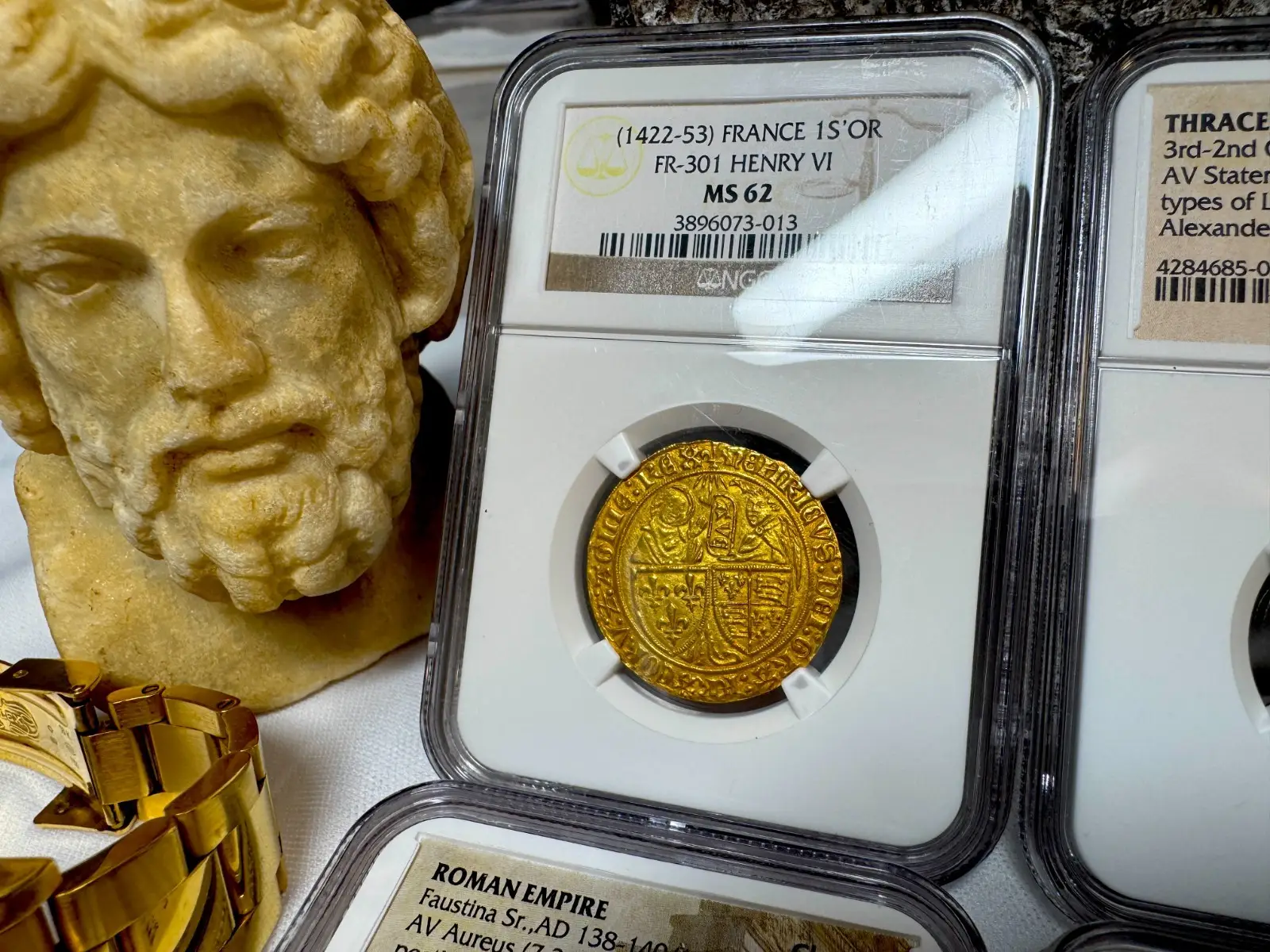 France "Virgin Mary" Henry VI 1422-53 Salut D'Or Anglo-Gallic NGC 62 #067-013 6