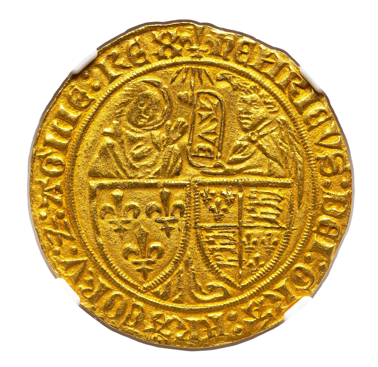 France "Virgin Mary" Henry VI 1422-53 Salut D'Or Anglo-Gallic NGC 62 #067-013 8