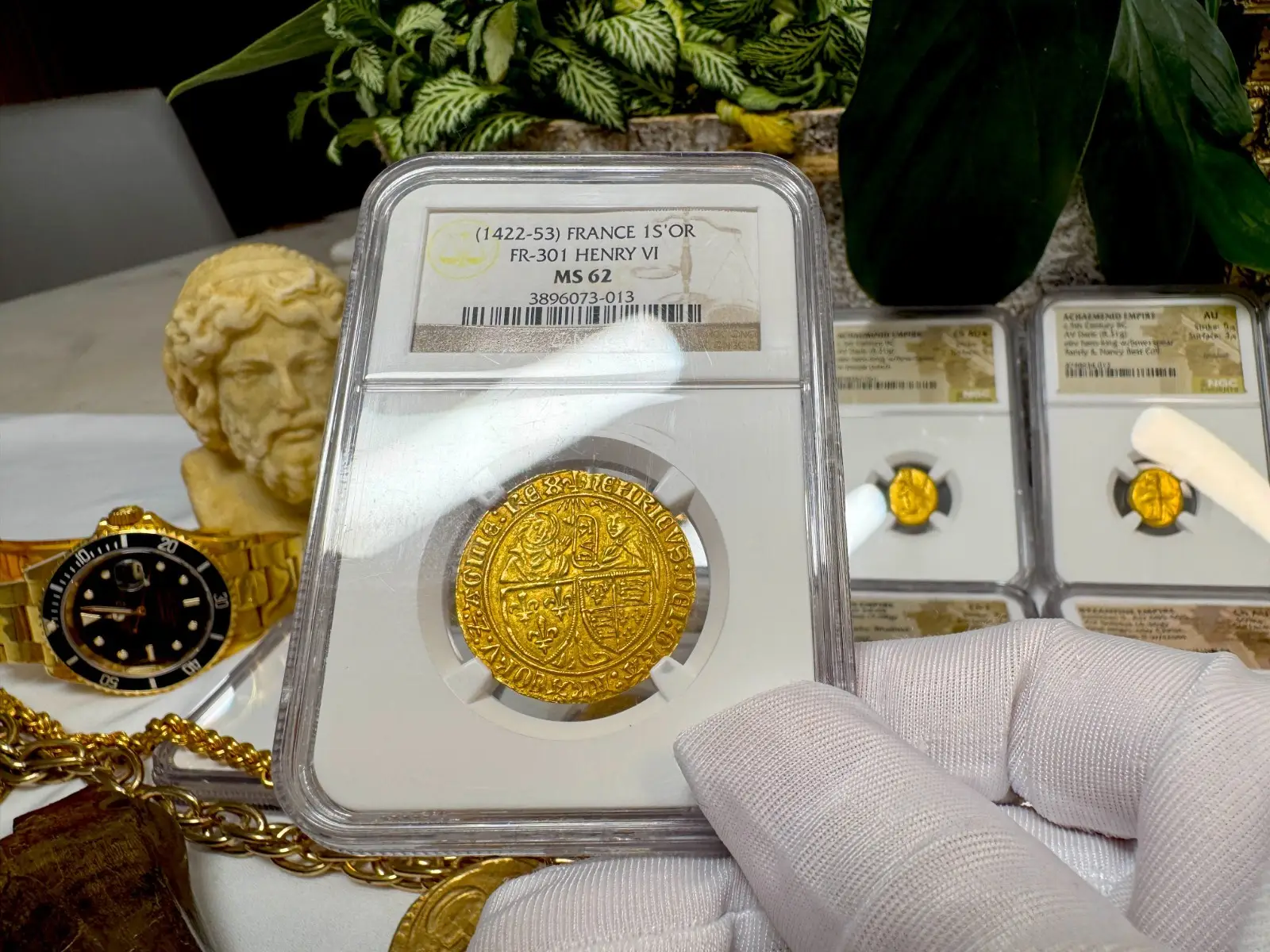 France "Virgin Mary" Henry VI 1422-53 Salut D'Or Anglo-Gallic NGC 62 #067-013 22