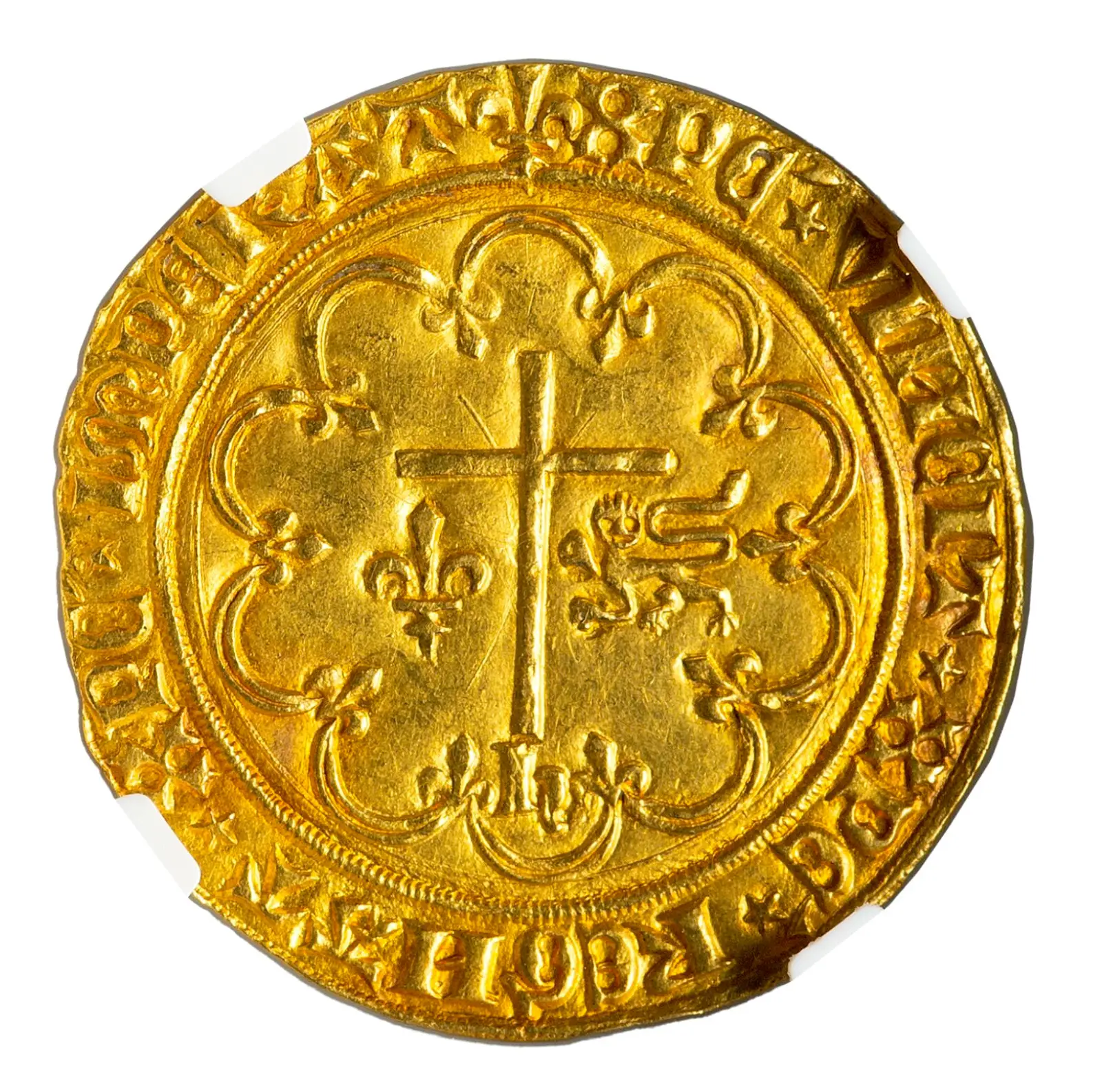 France "Virgin Mary" Henry VI 1422-53 Salut D'Or Anglo-Gallic NGC 62 #067-013 4