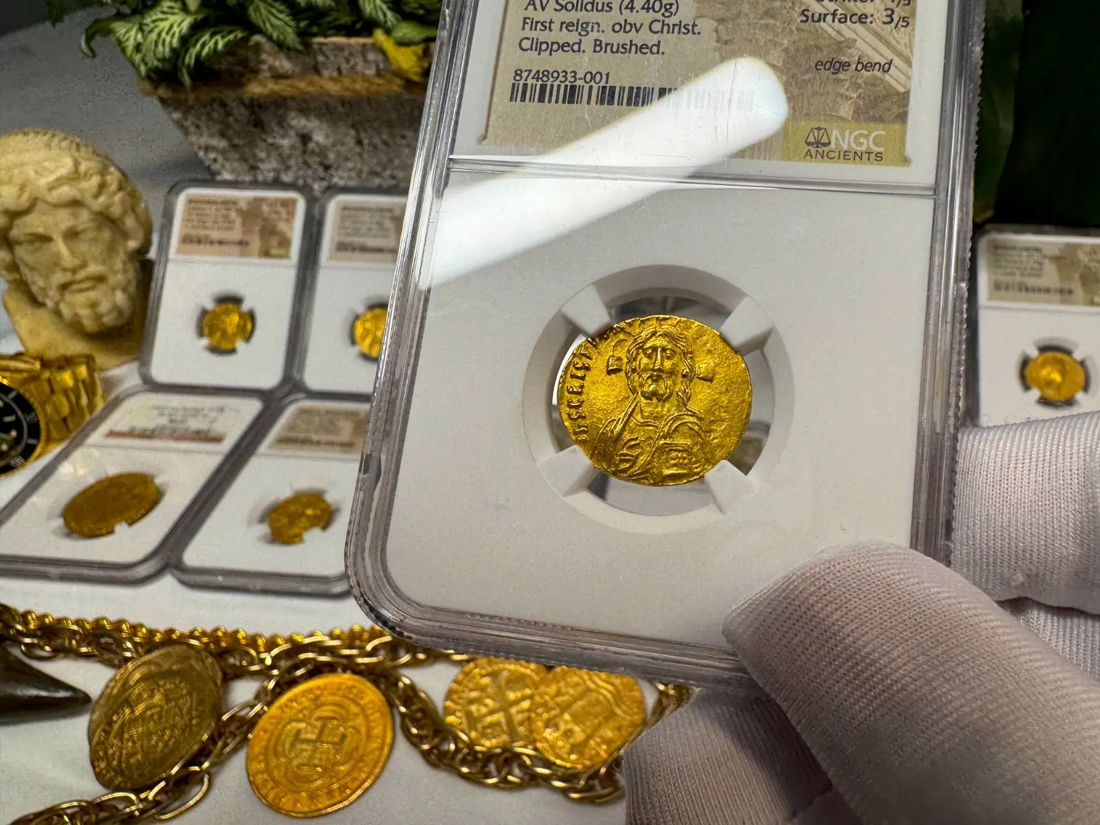 Byzantine Empire "Jesus Christ" 685AD Justinian II Solidus NGC AU #933-001 24