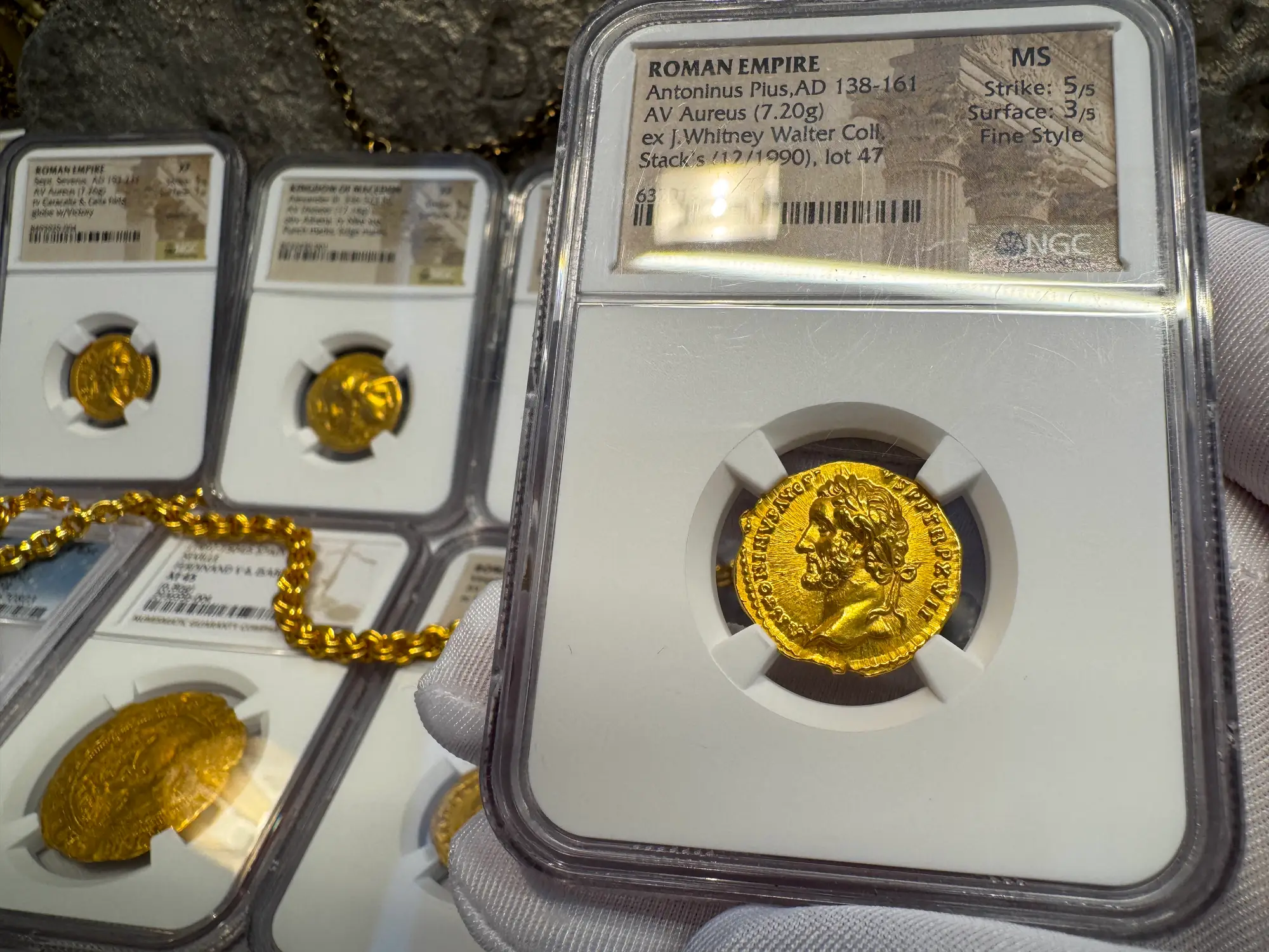 Roman Empire "Pius" NGC MS 5x3 Fine Style 35