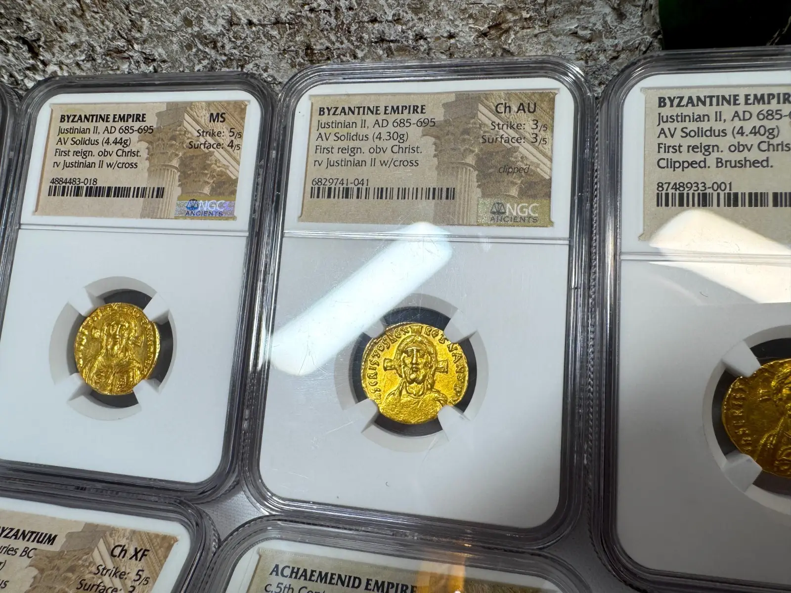 Byzantine Empire "JESUS CHRIST" Justinian II First Reign NGC CH AU #741-041 4